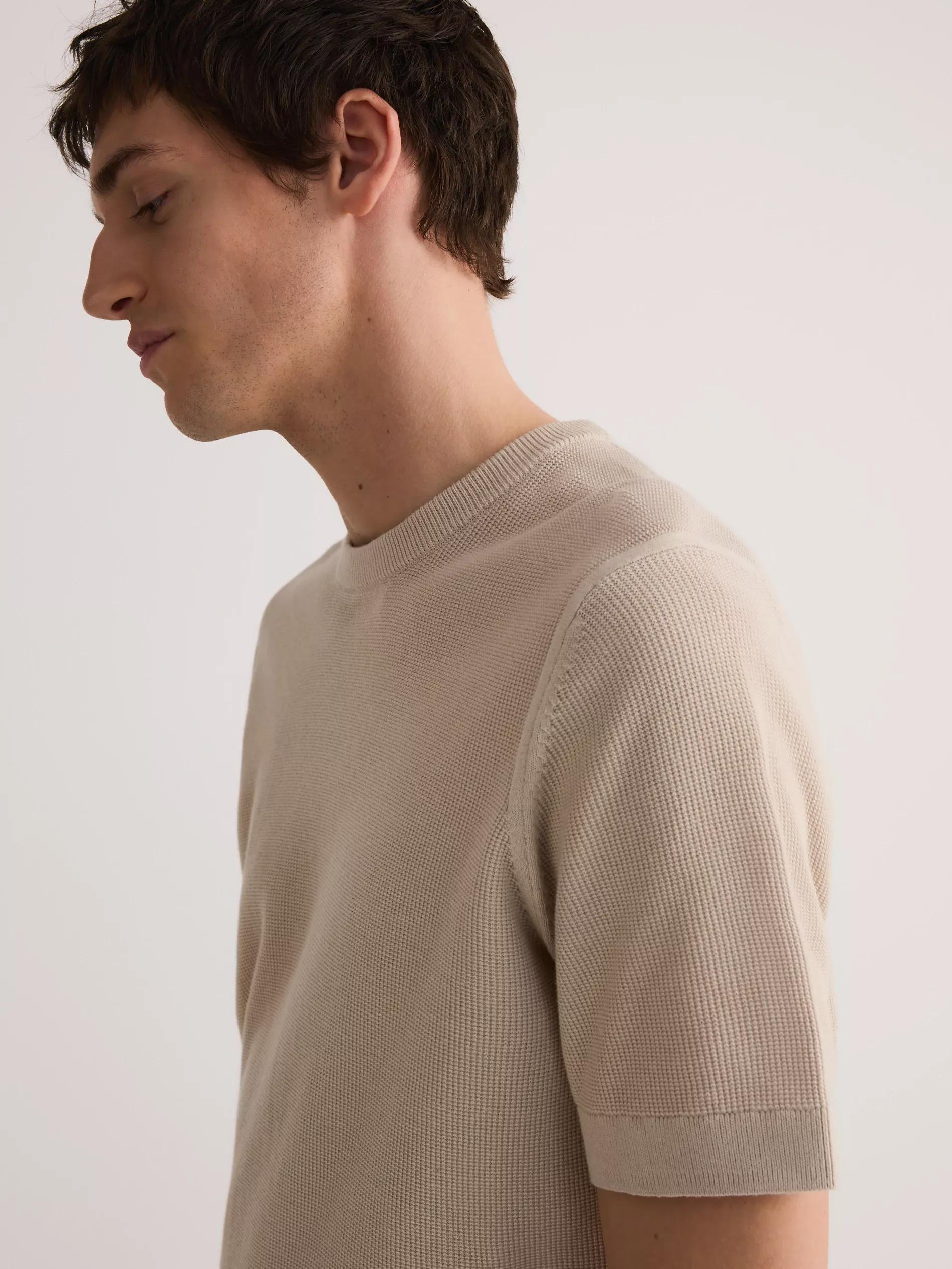 Cream Cotton Sweater, Short Sleeve, , large image number 2