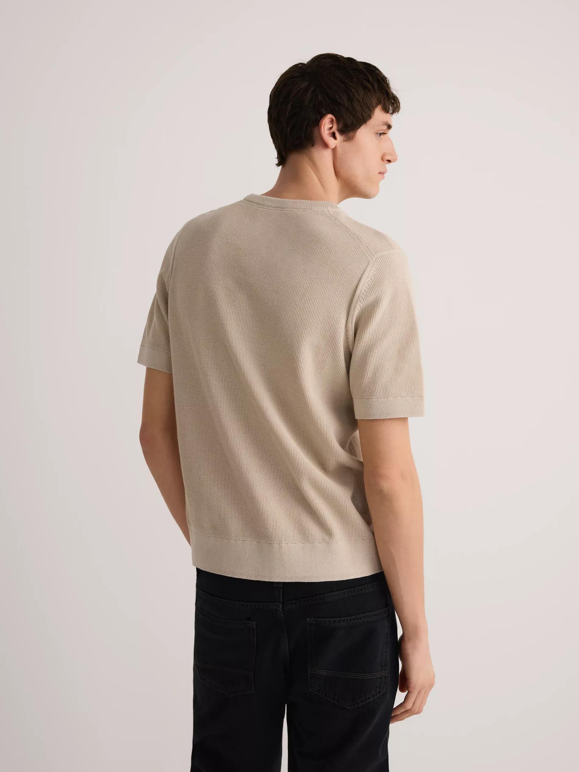 Cream Cotton Sweater, Short Sleeve, , large image number 3