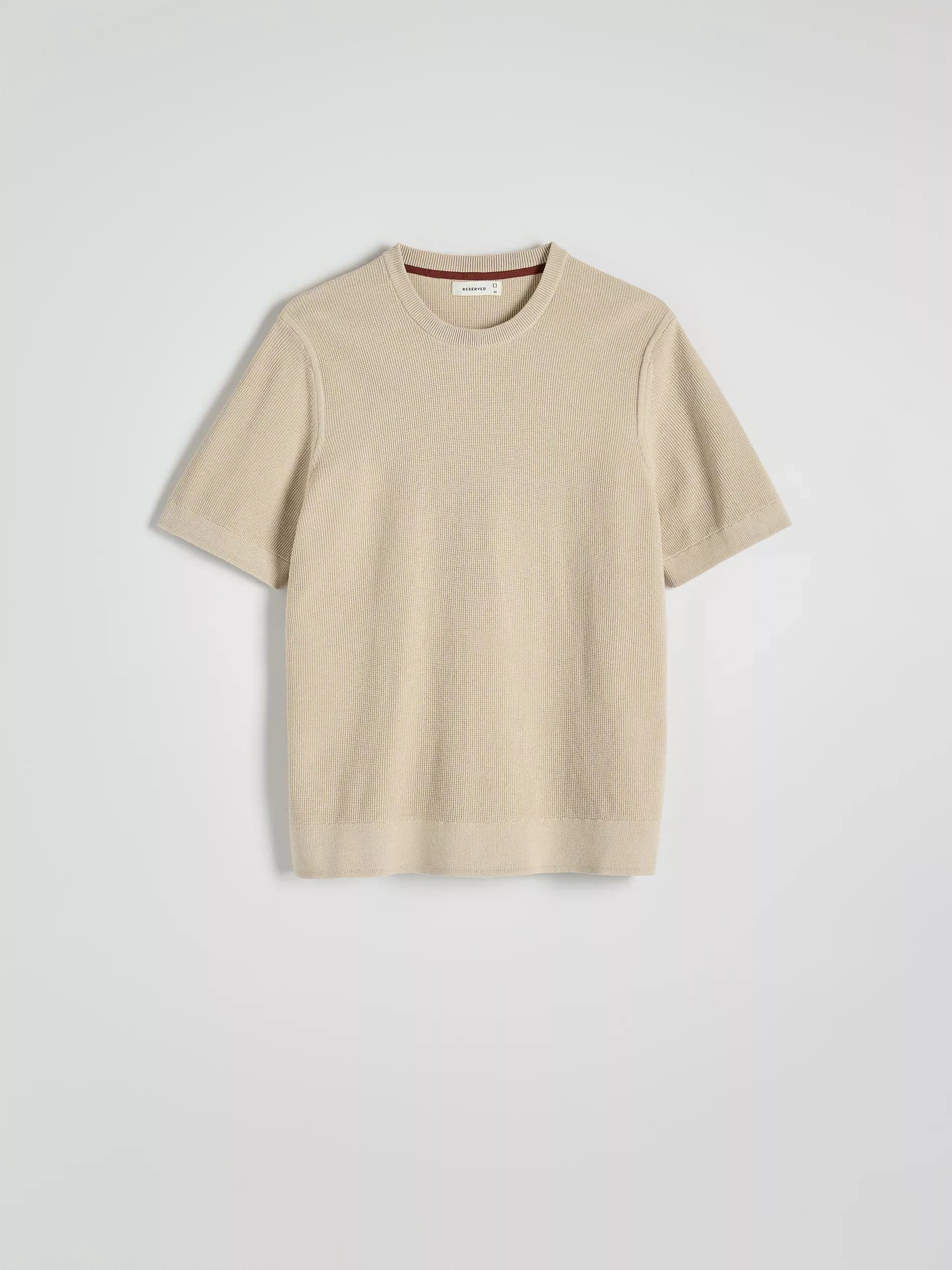 Cream Cotton Sweater, Short Sleeve, , large image number 4