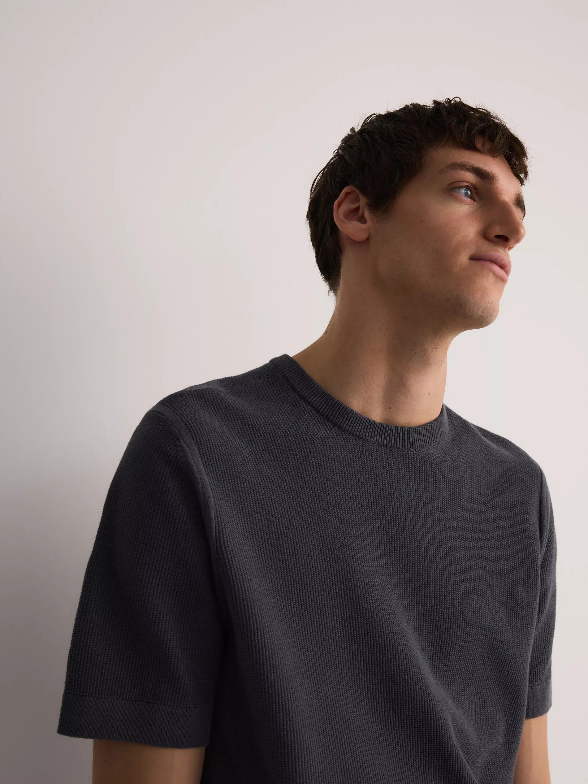 Black Cotton Sweater, Short Sleeve, , large image number 4