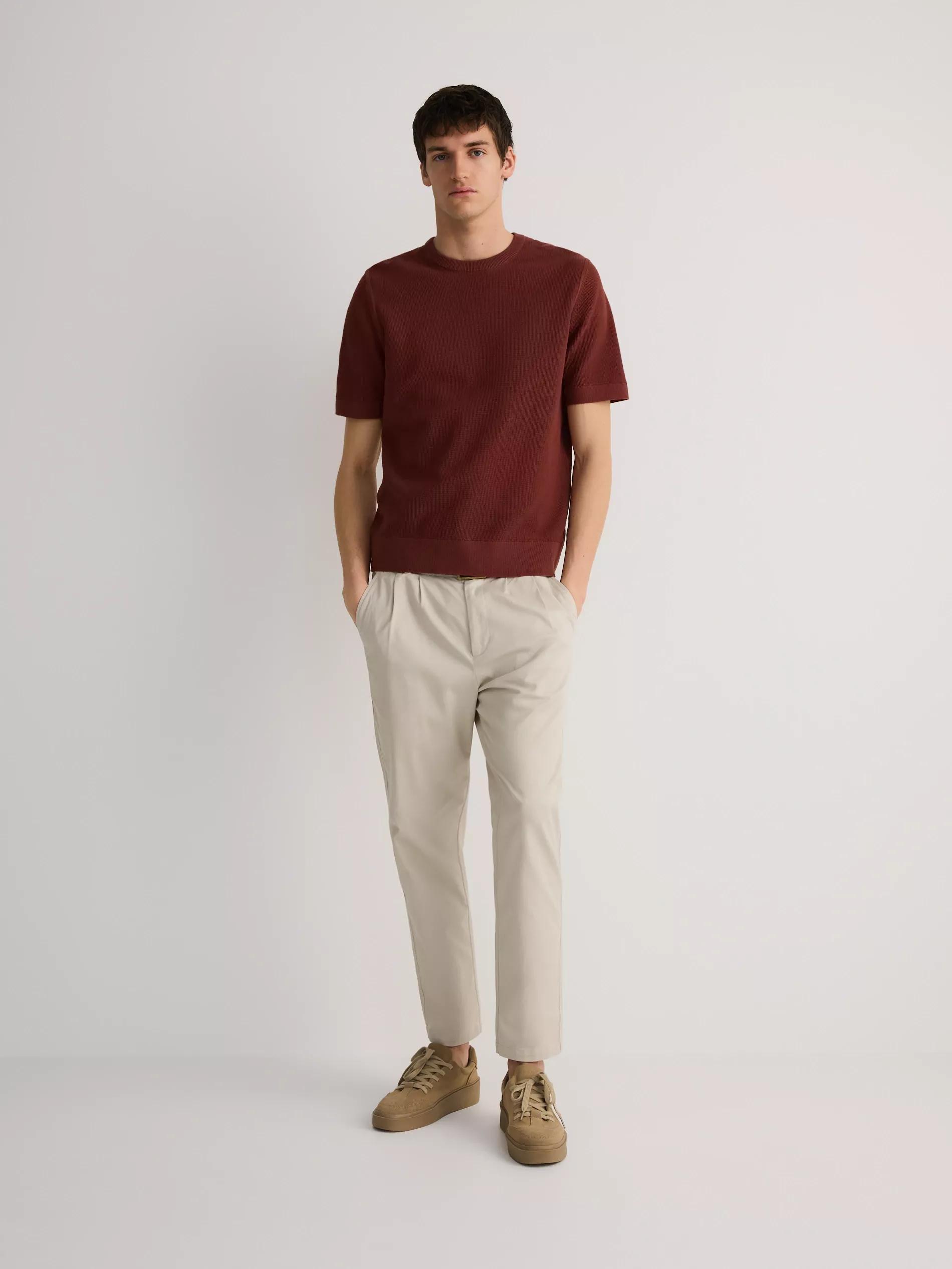 Red Cotton Sweater, Short Sleeve, , large image number 1