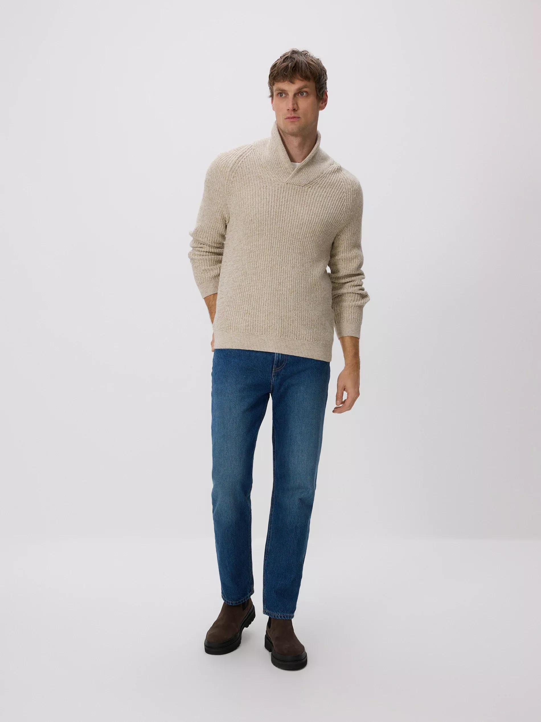 Beige V Neck Jumper, Beige, large image number 0