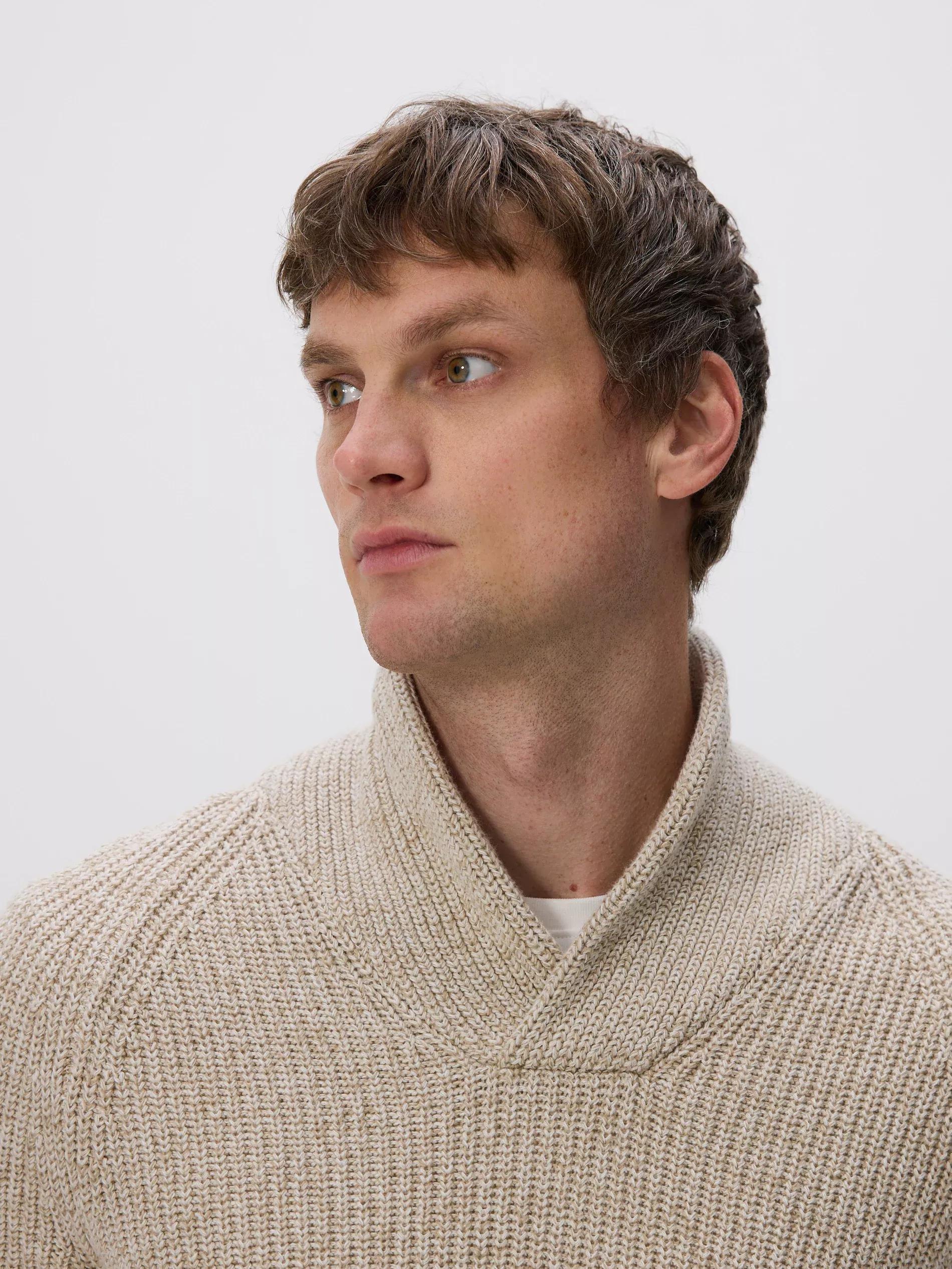 Beige V Neck Jumper, Beige, large image number 2