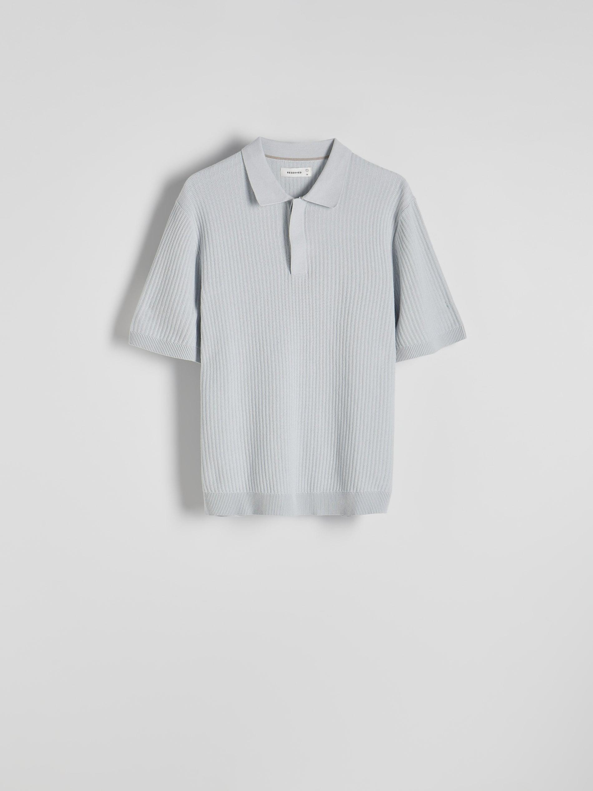 Blue Structural Fabric Polo Jumper, , large image number 0