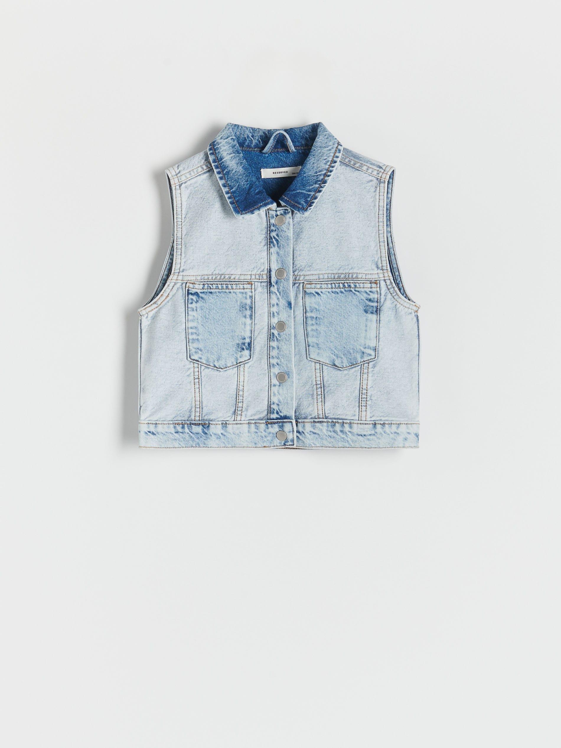 Blue Denim Vest, Kids Girls, , large image number 2