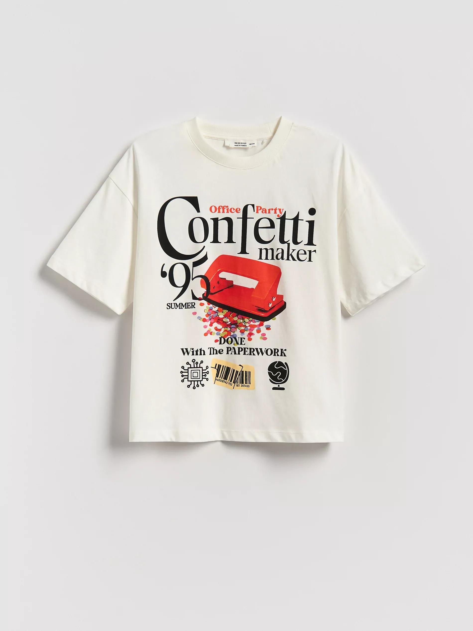 WHITE Cotton T-shirt with print, White, large image number 0