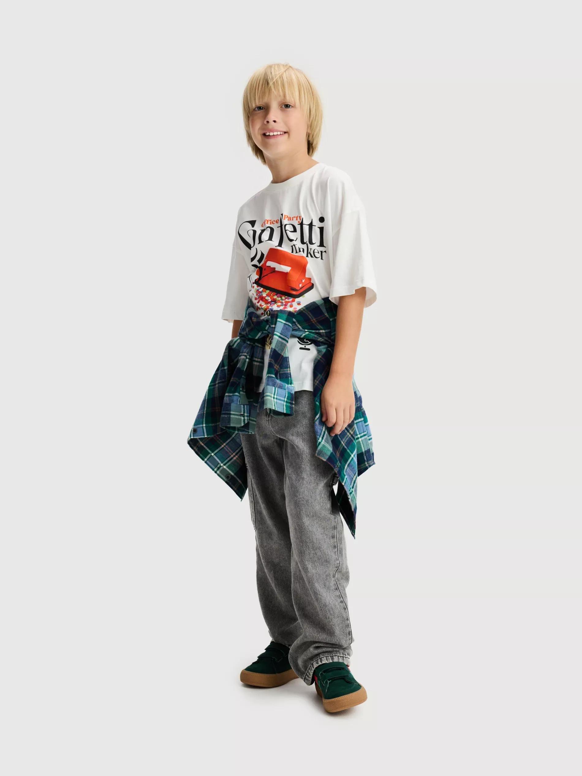 WHITE Cotton T-shirt with print, White, medium