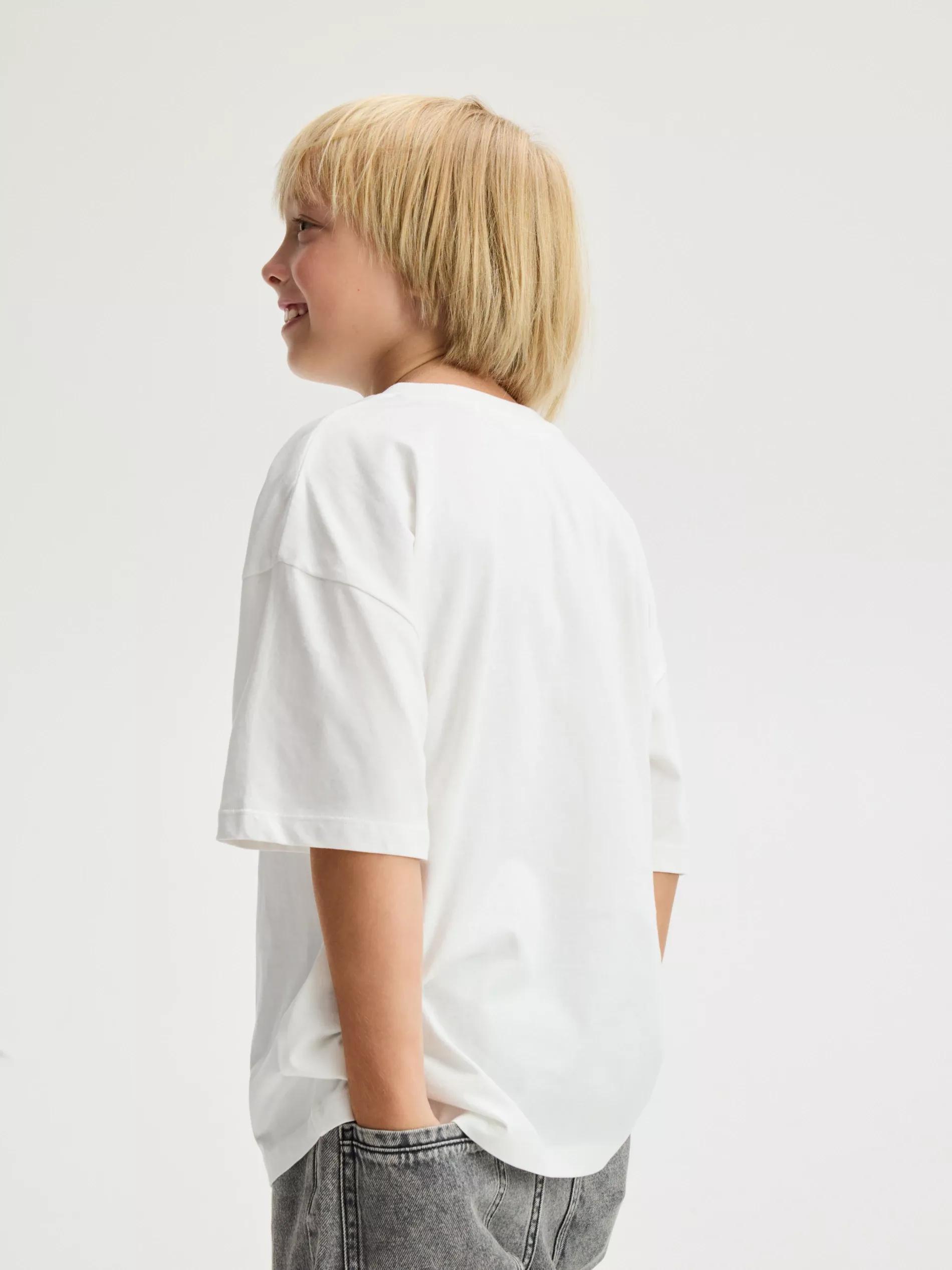 WHITE Cotton T-shirt with print, White, large image number 4