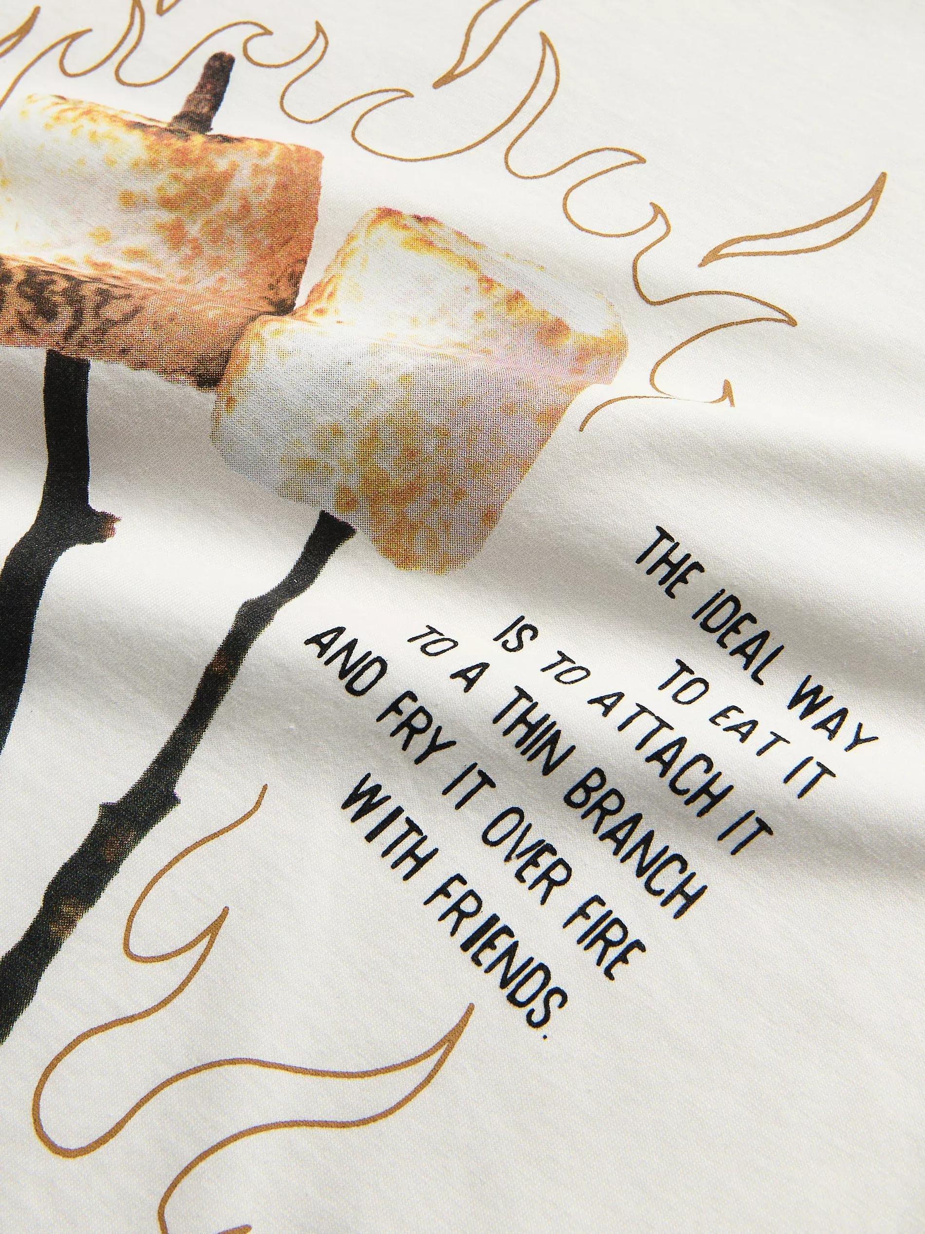 Cream Cotton T-Shirt With Print, Ivory, medium