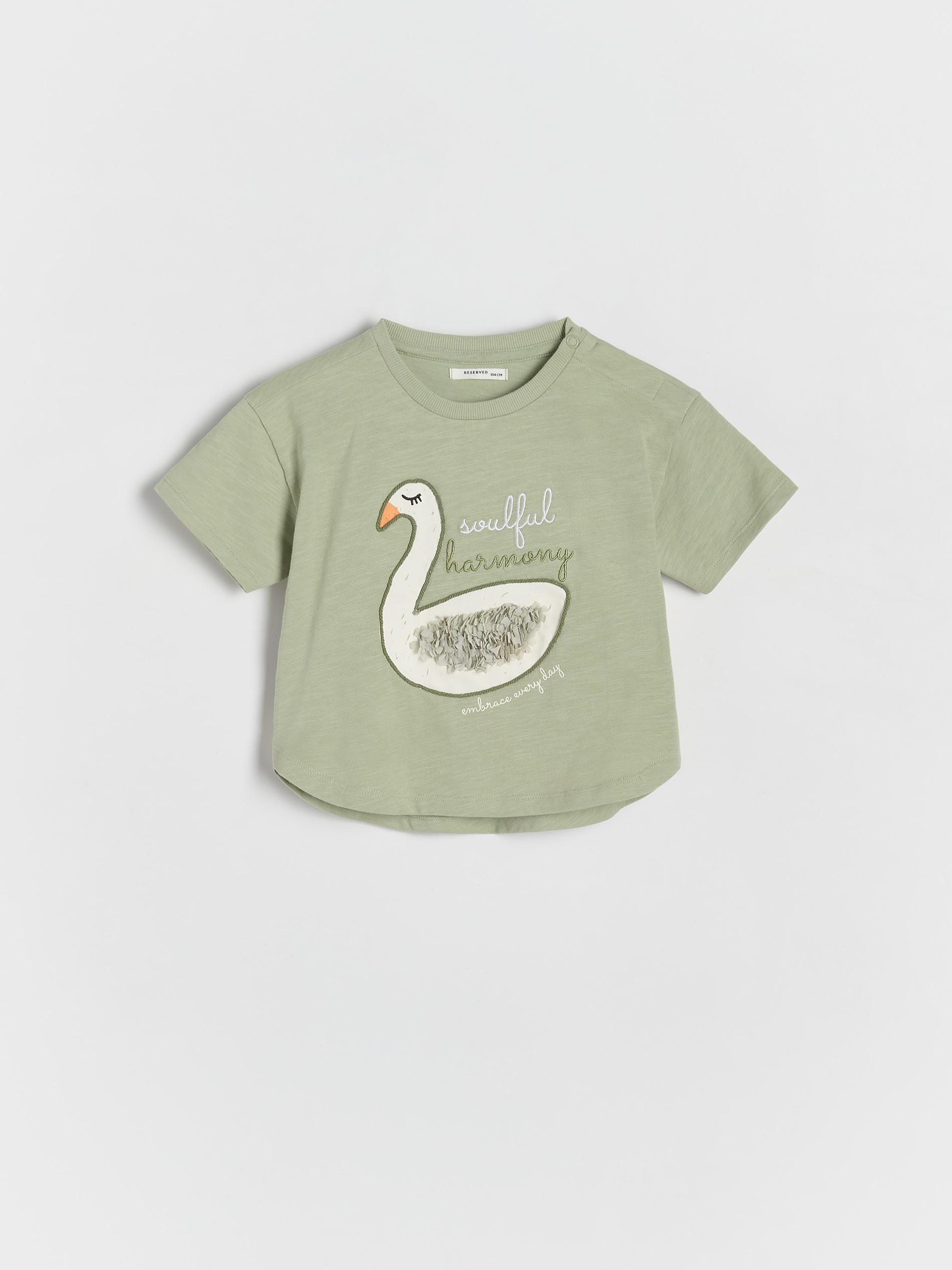 Green Embroidery Cotton T-Shirt, Kids Girls, , large image number 2