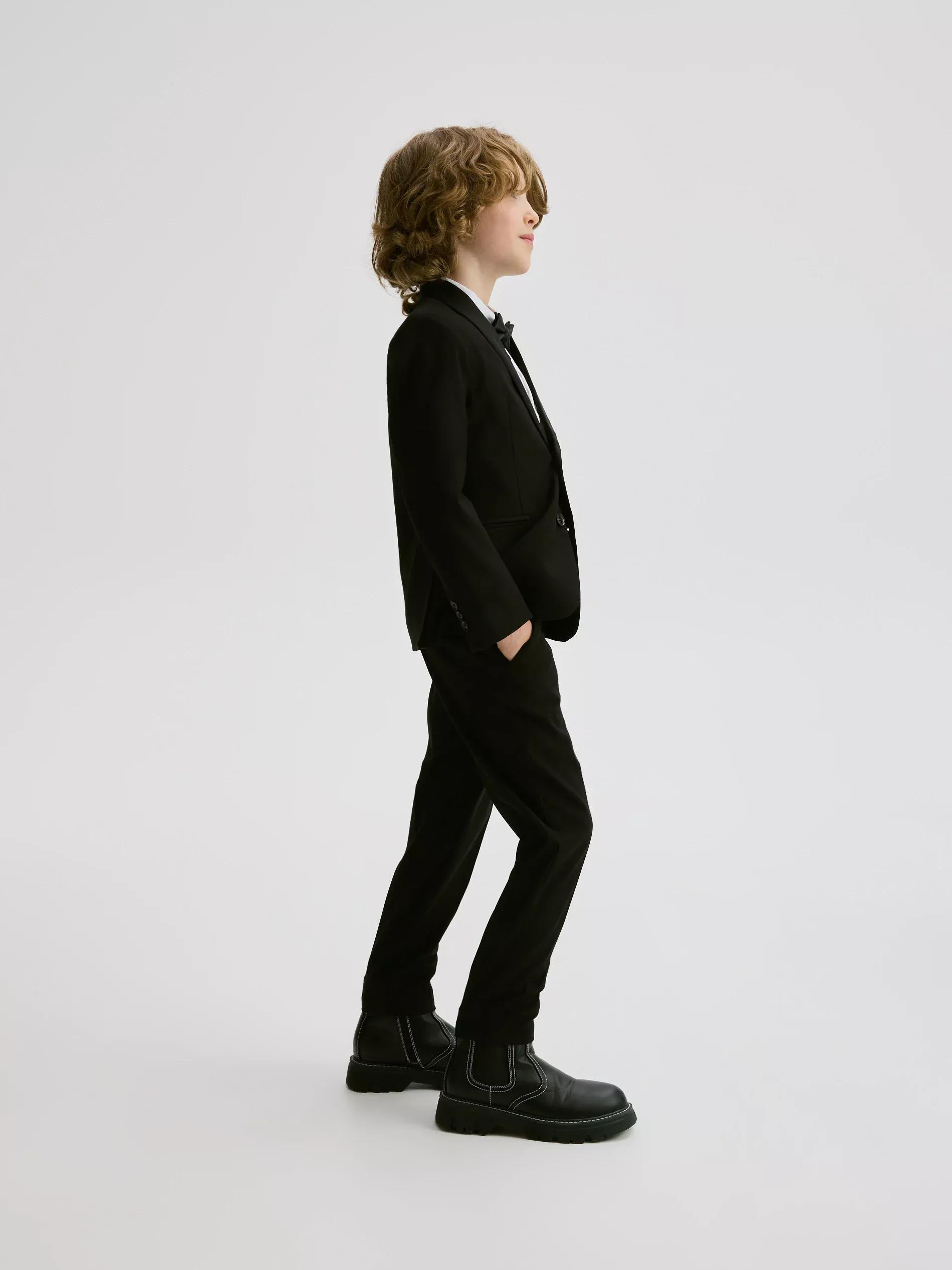 Black Elegant Slim Trousers, , large image number 0