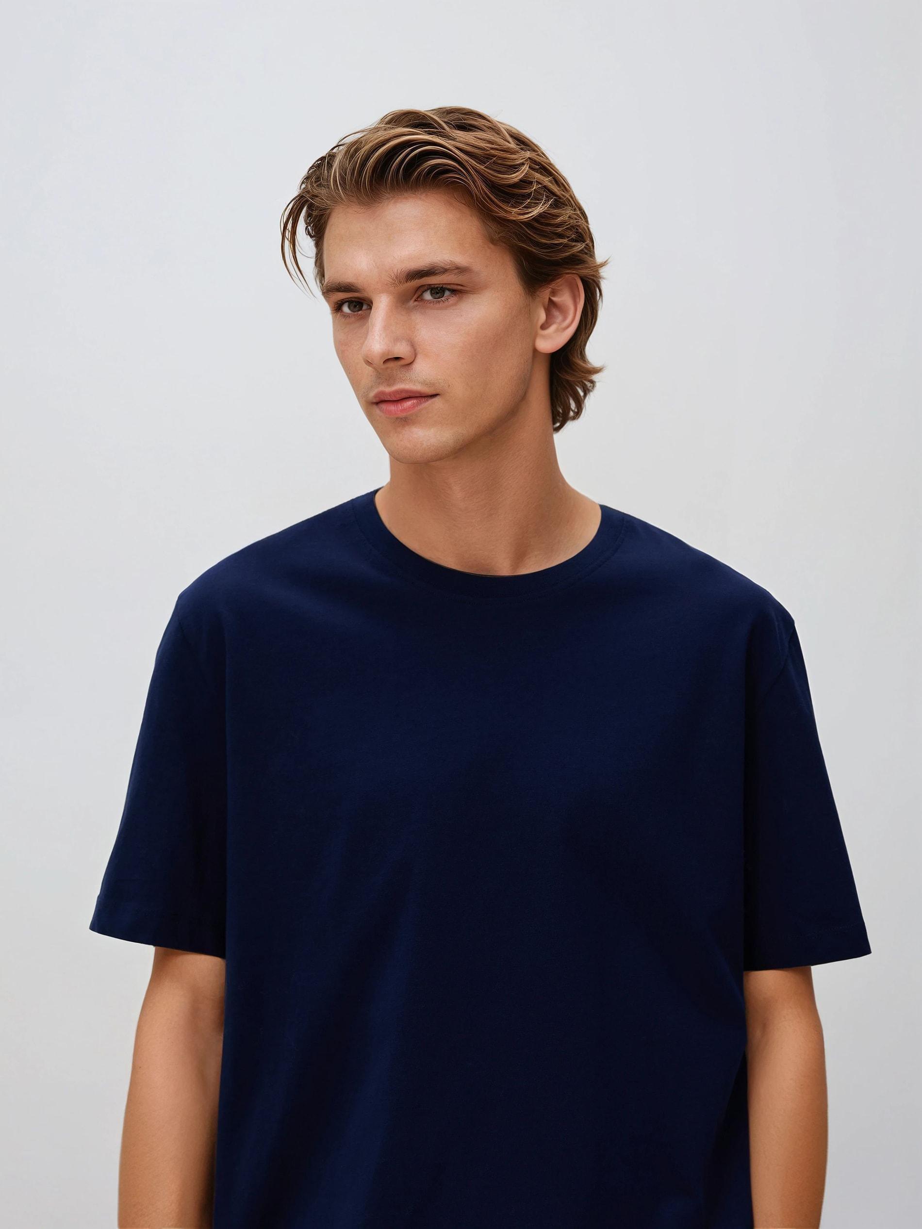 Navy Regular Fit Cotton T-Shirt, Navy, large image number 0