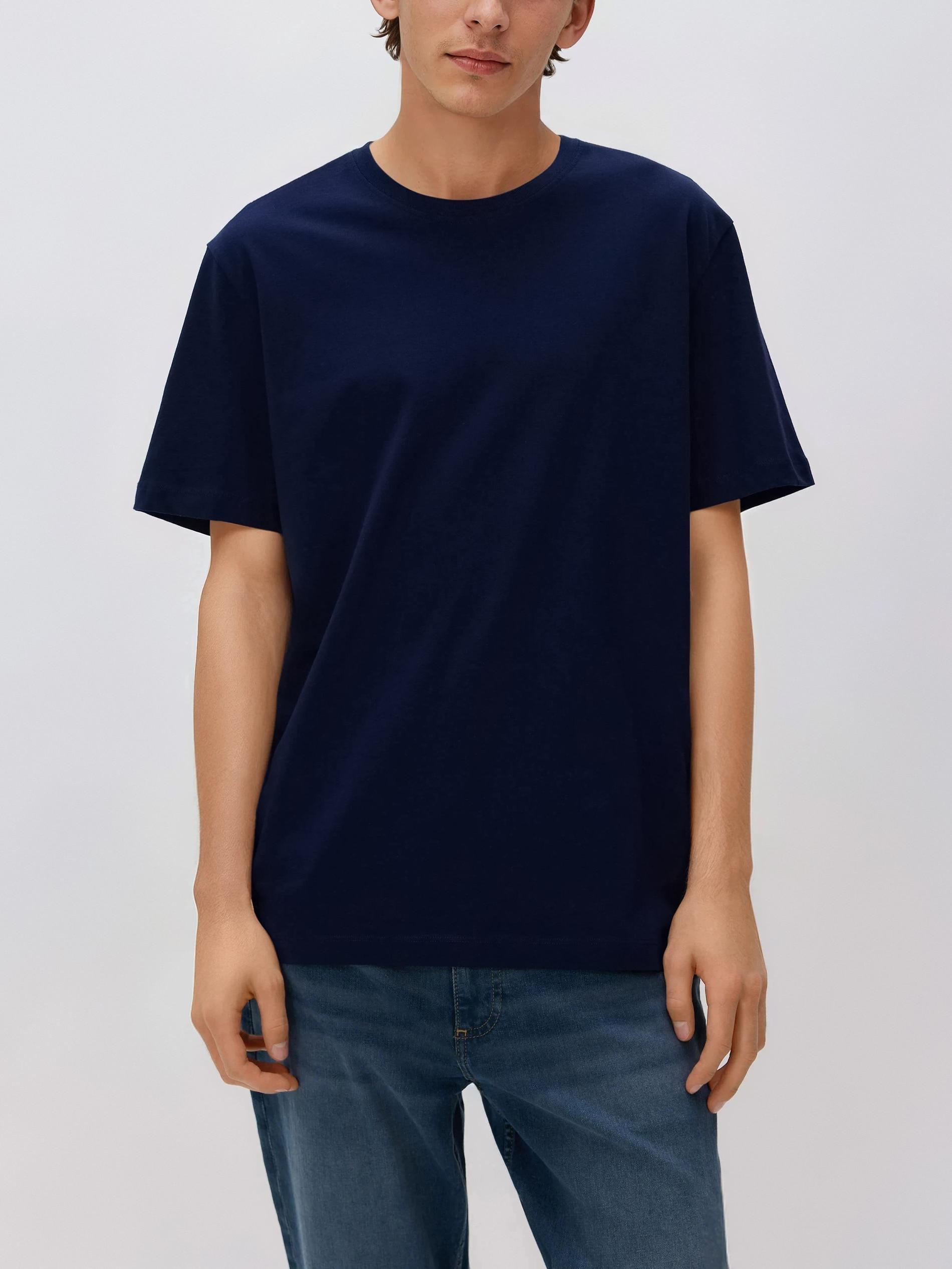 Navy Regular Fit Cotton T-Shirt, Navy, large image number 1
