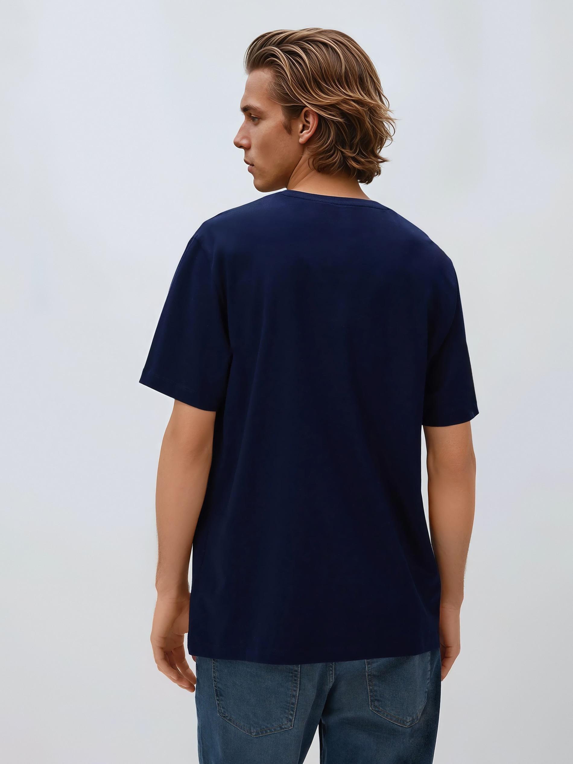 Navy Regular Fit Cotton T-Shirt, Navy, large image number 2