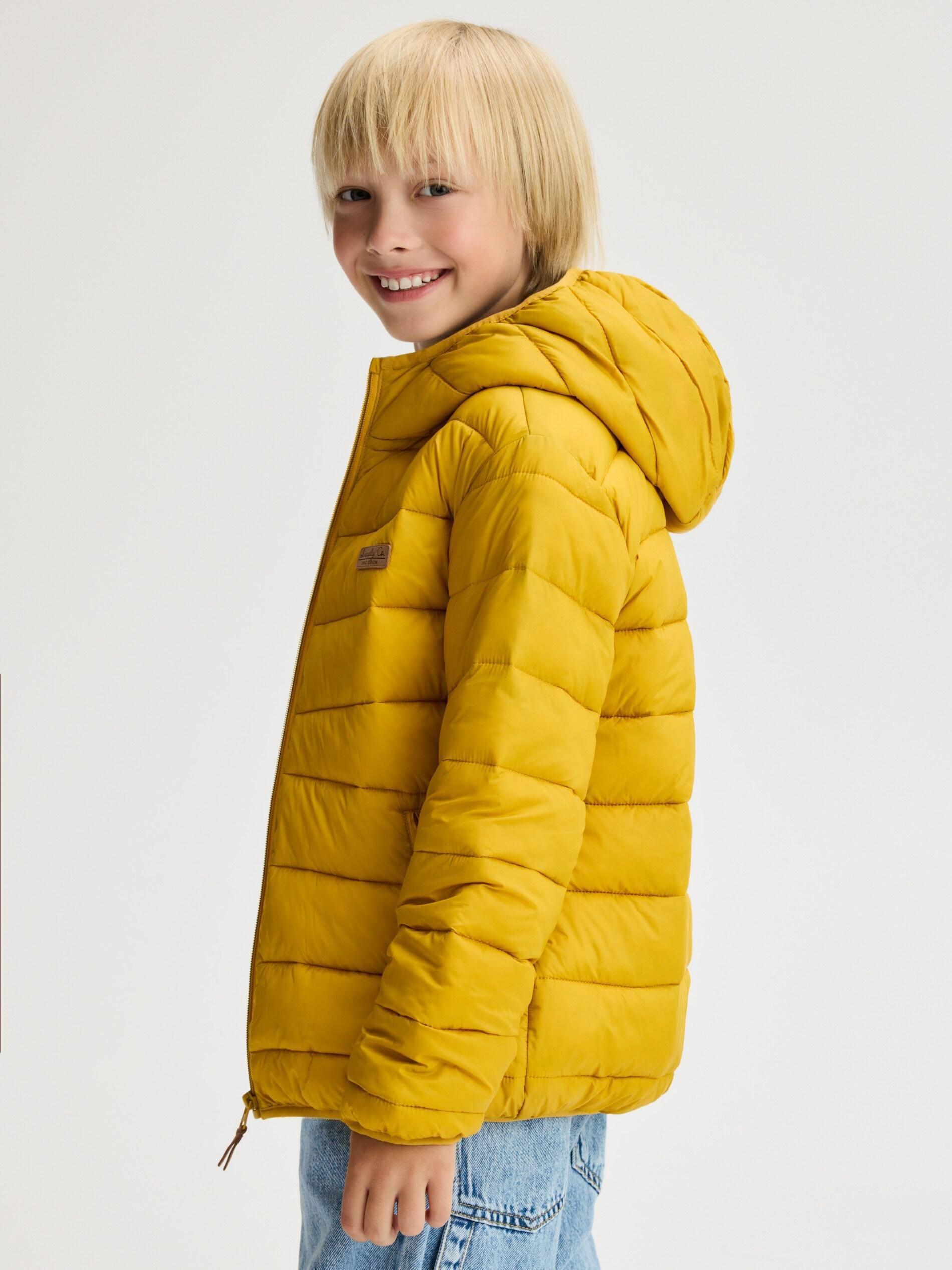 Yellow Quilted Jacket, Kids Boys, Yellow, medium