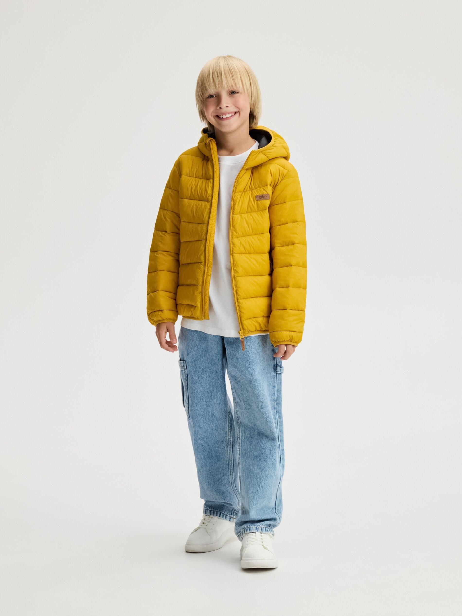 Yellow Quilted Jacket, Kids Boys, Yellow, large image number 4