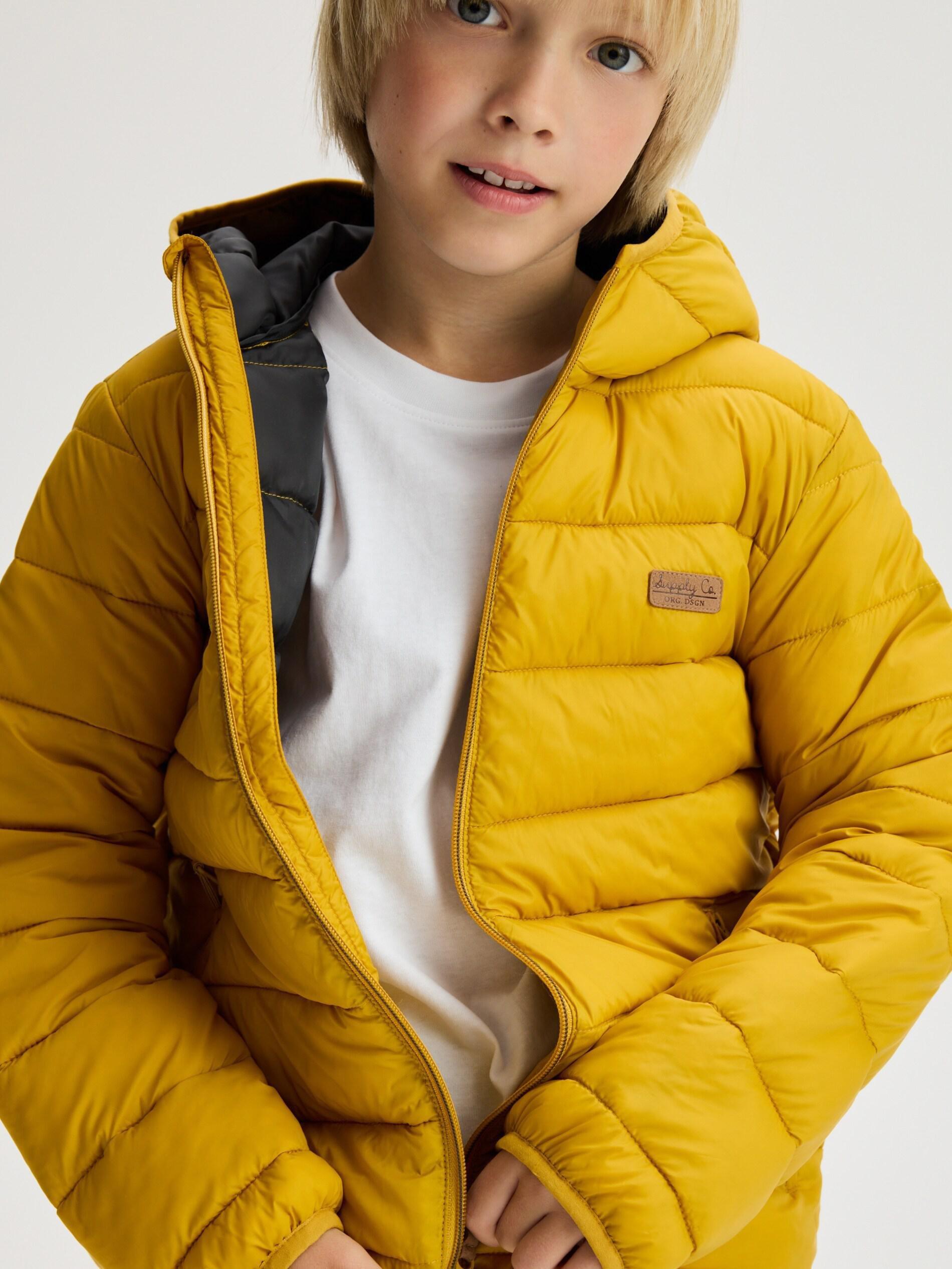 Yellow Quilted Jacket, Kids Boys, Yellow, large image number 5