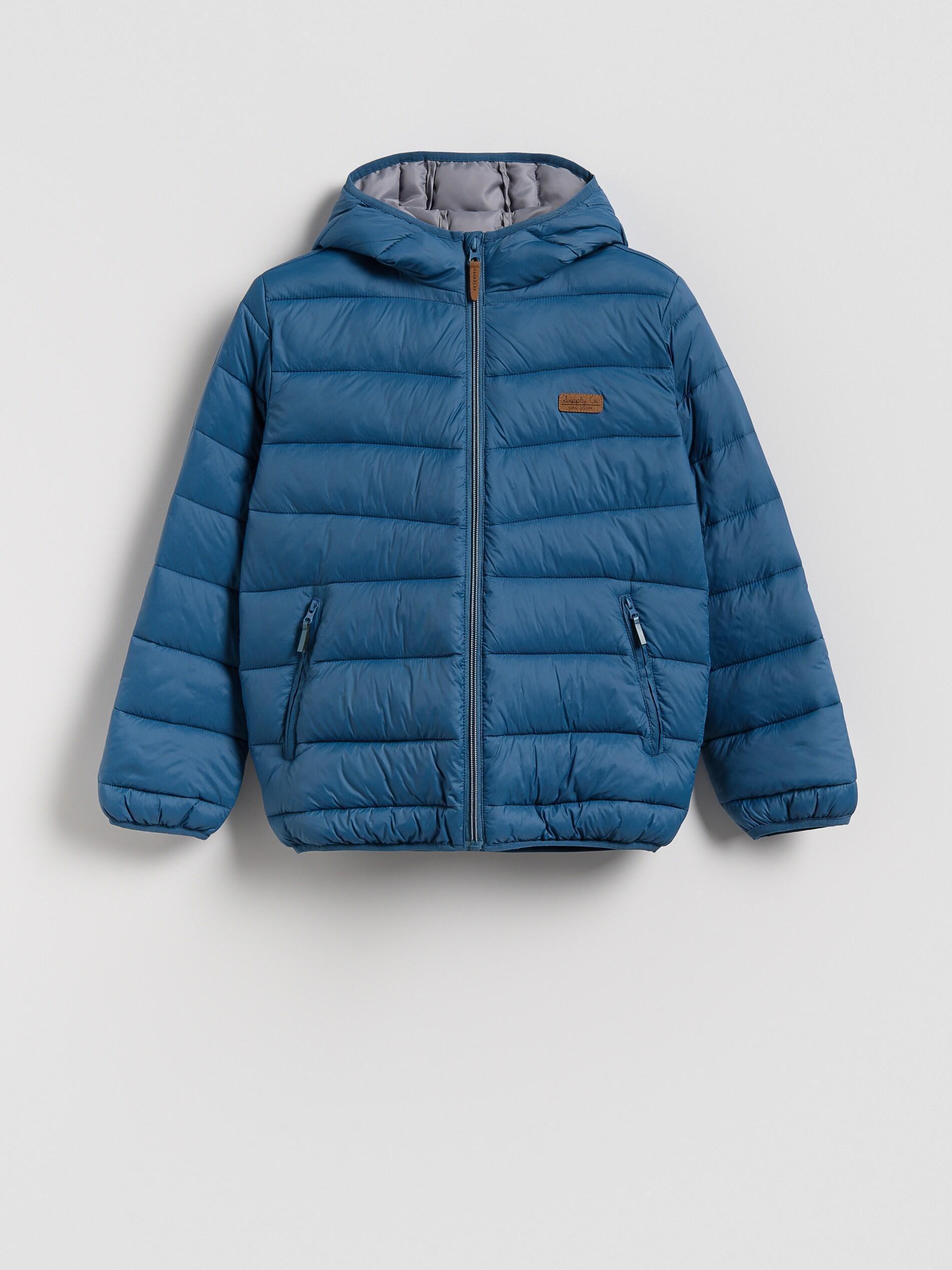 Navy Quilted Jacket, Kids Boys, Blue, medium