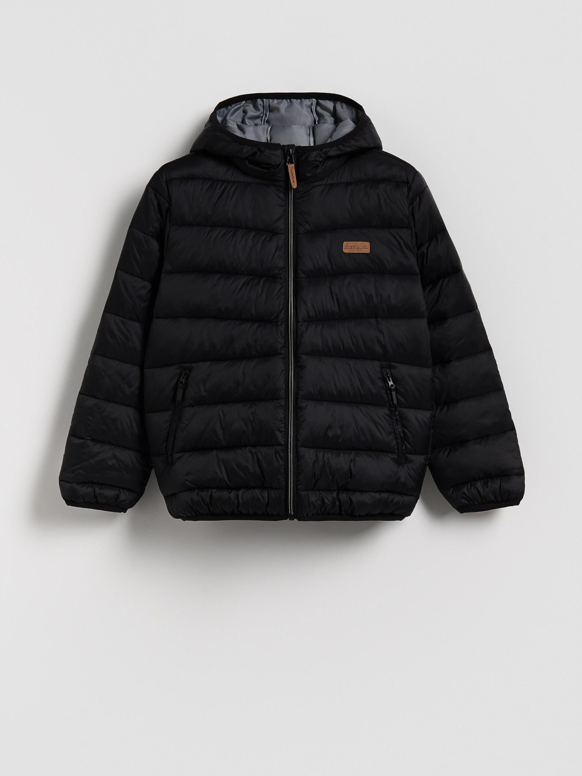 Black Quilted Jacket, Kids Boys, Black, large image number 0