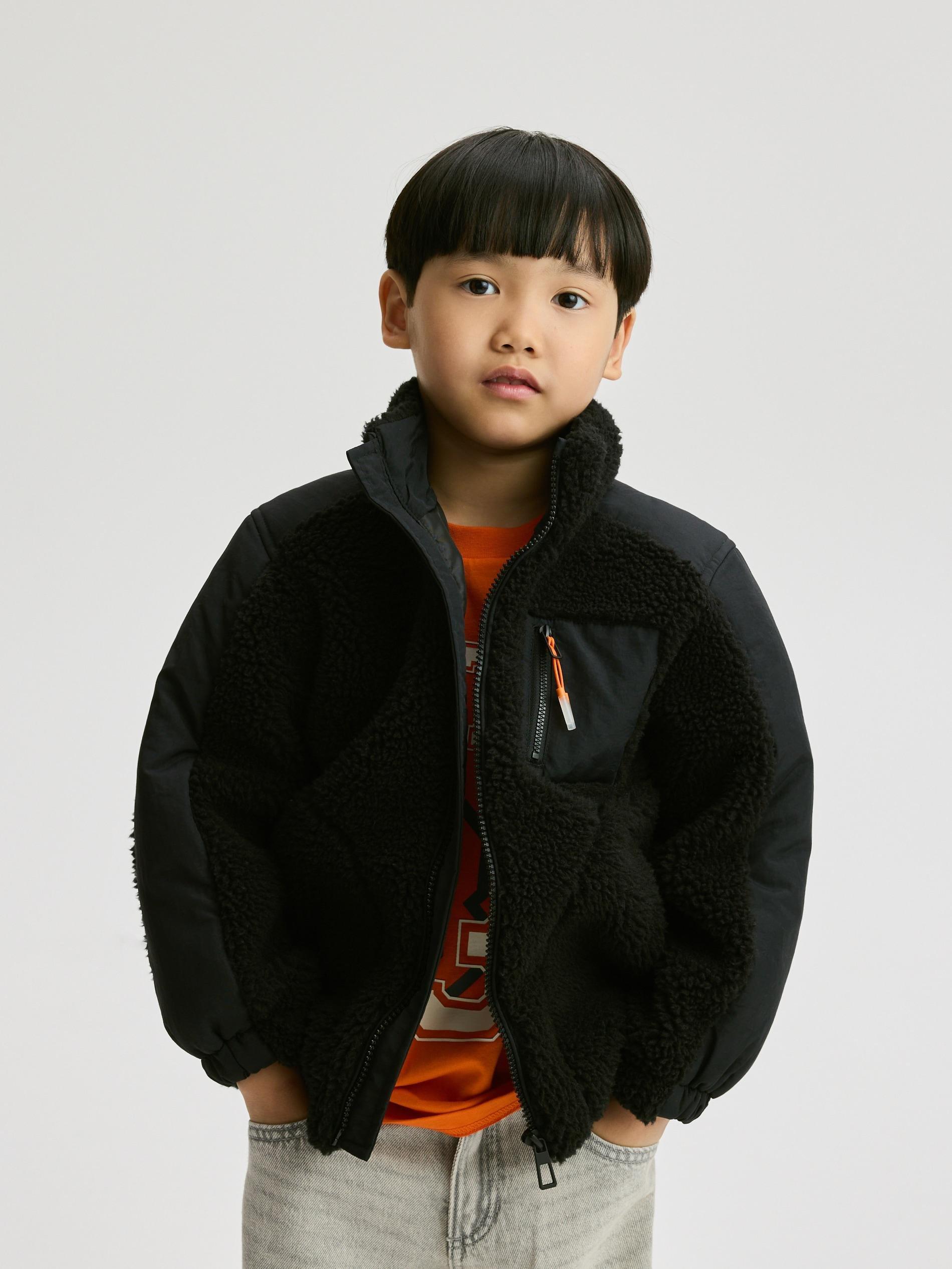 Black Sherpa Jacket, Black, medium