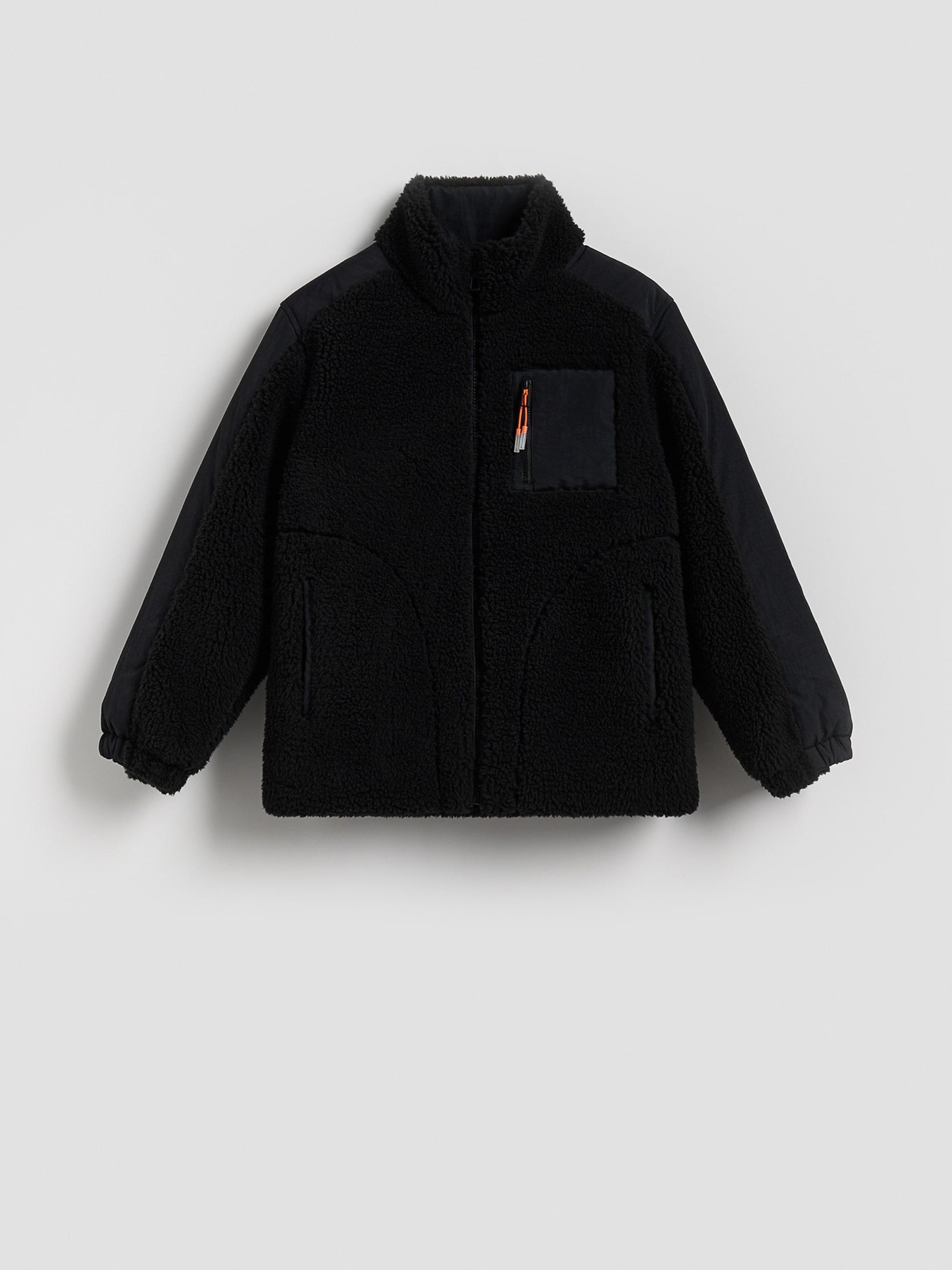 Black Sherpa Jacket, Black, large image number 1