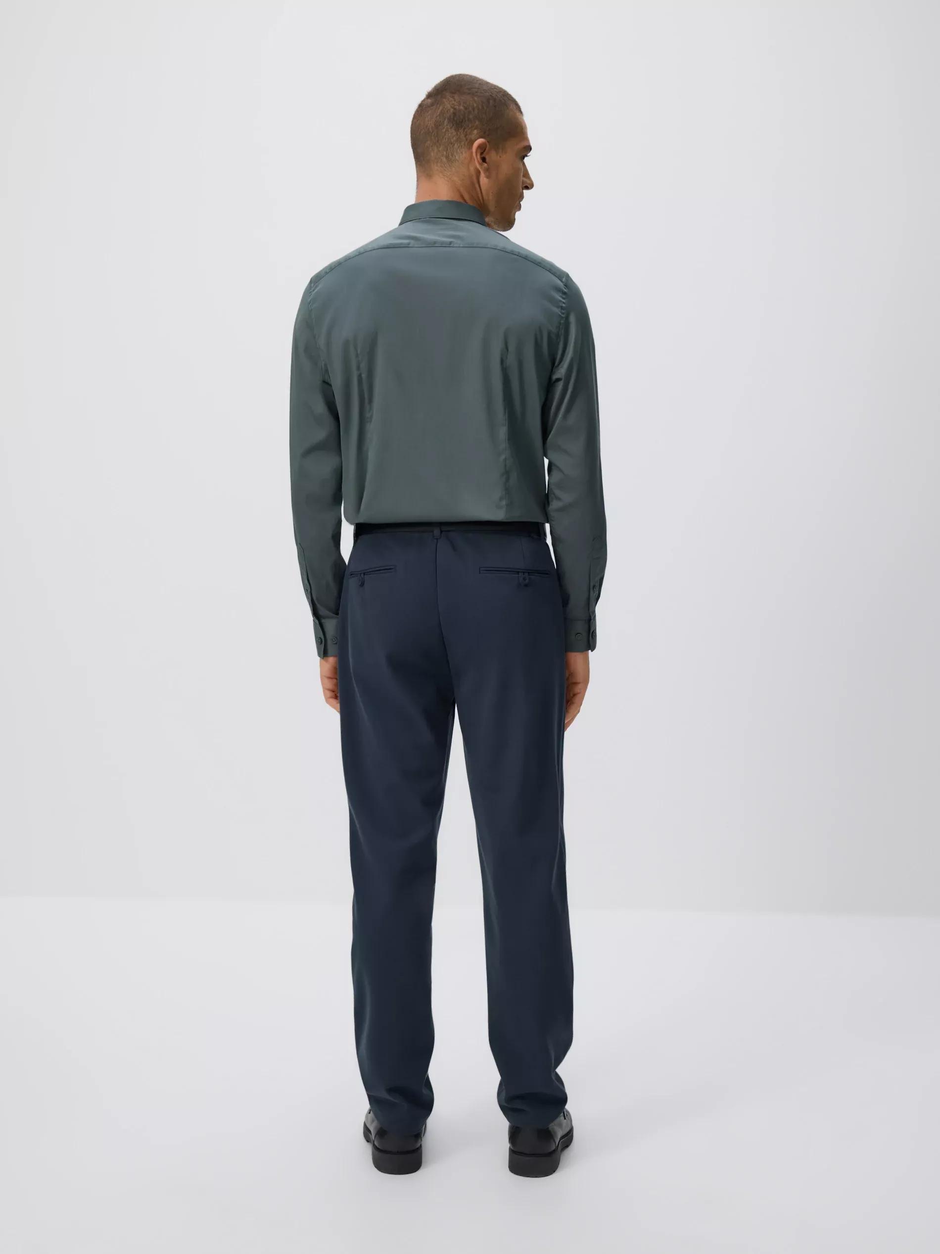 Navy Viscose Blend Chino Slim Trousers, Navy, large image number 3