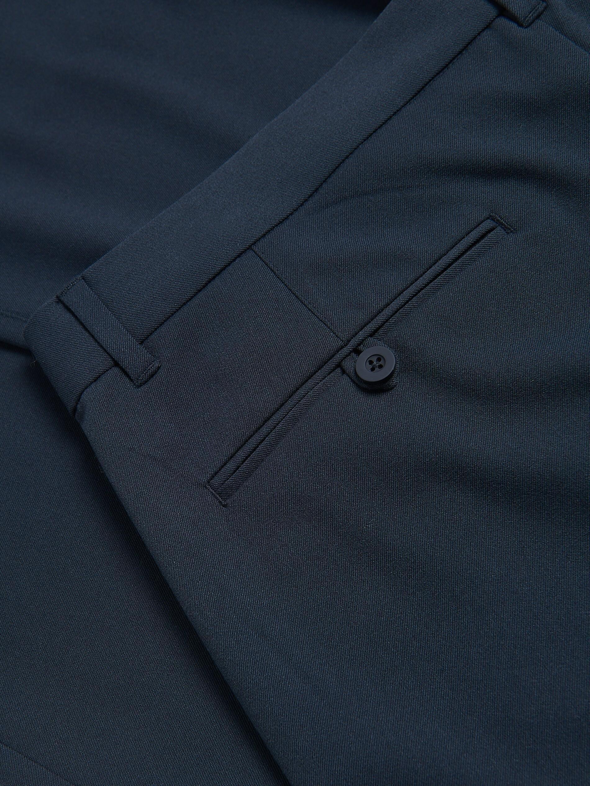 Navy Viscose Blend Chino Slim Trousers, Navy, large image number 5