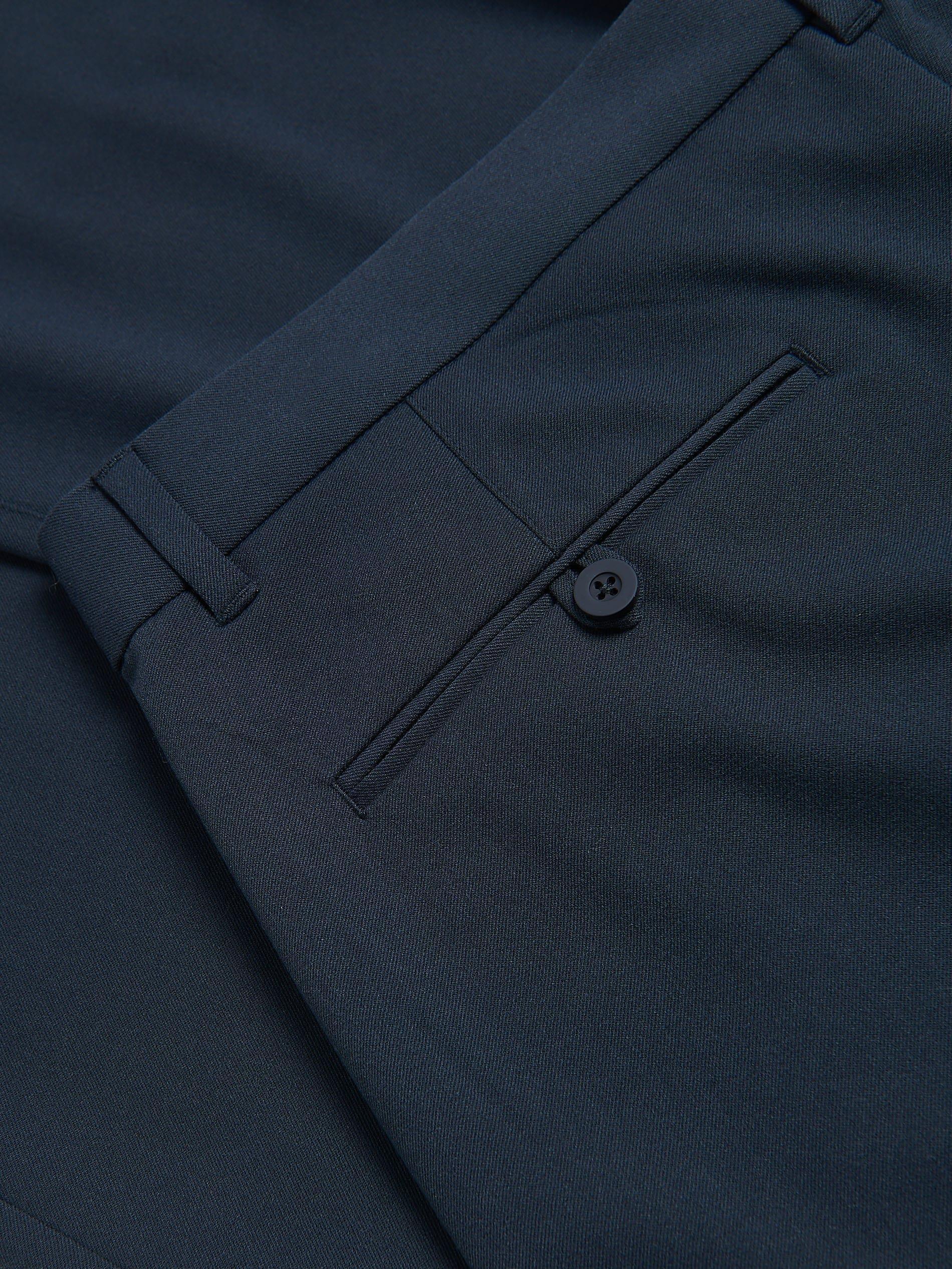 Navy Viscose Blend Chino Slim Trousers, Navy, large image number 5