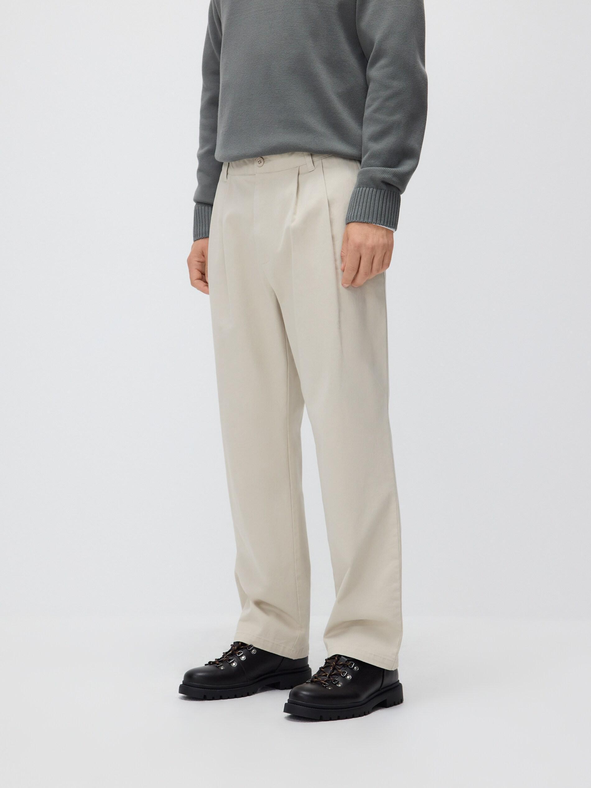 Beige Cotton Rich Carrot Trousers, Beige, large image number 0