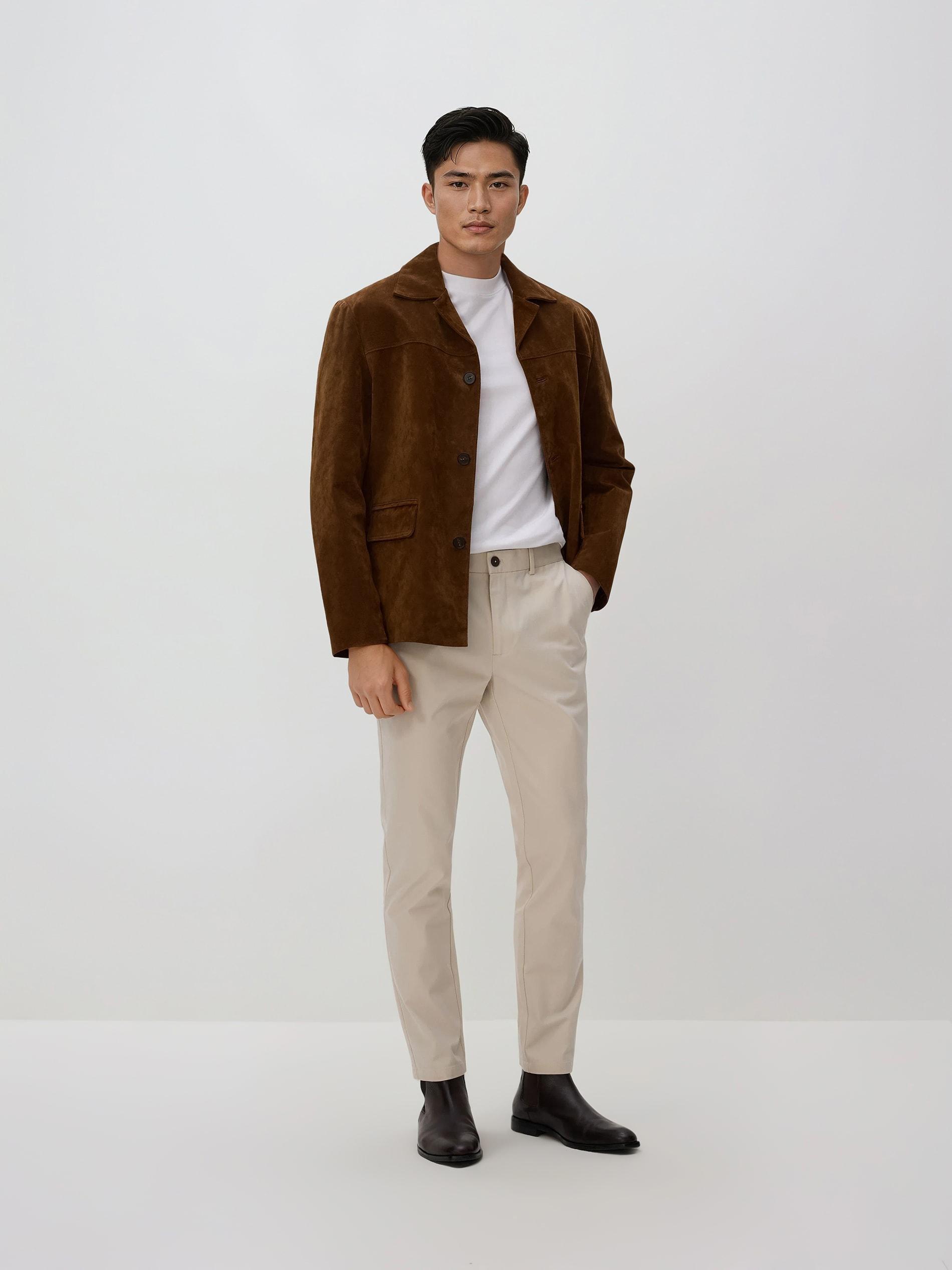 Beige Chino Slim Fit Trousers, Beige, large image number 1