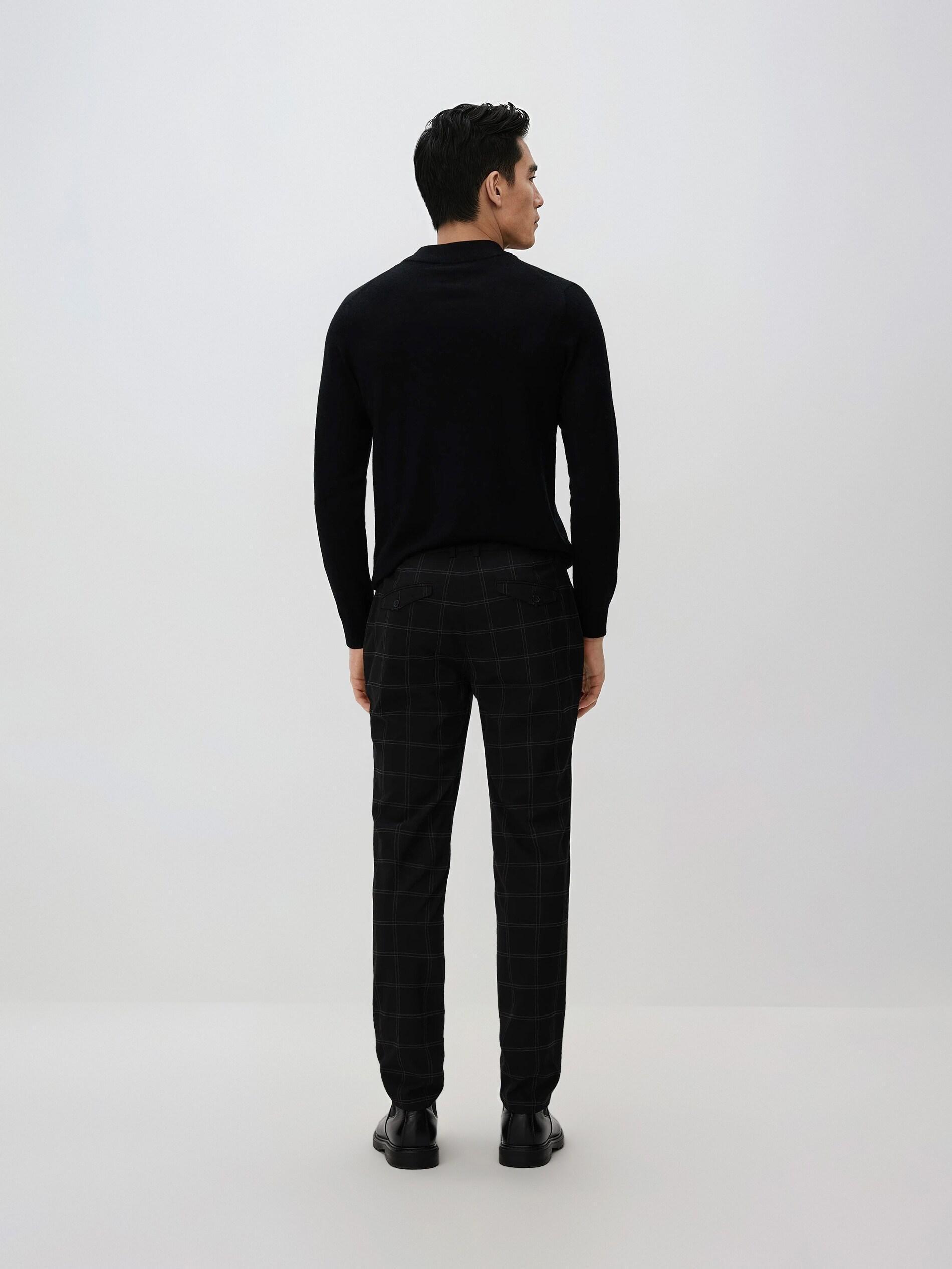 Black Chino Slim Fit Trousers, Black, medium