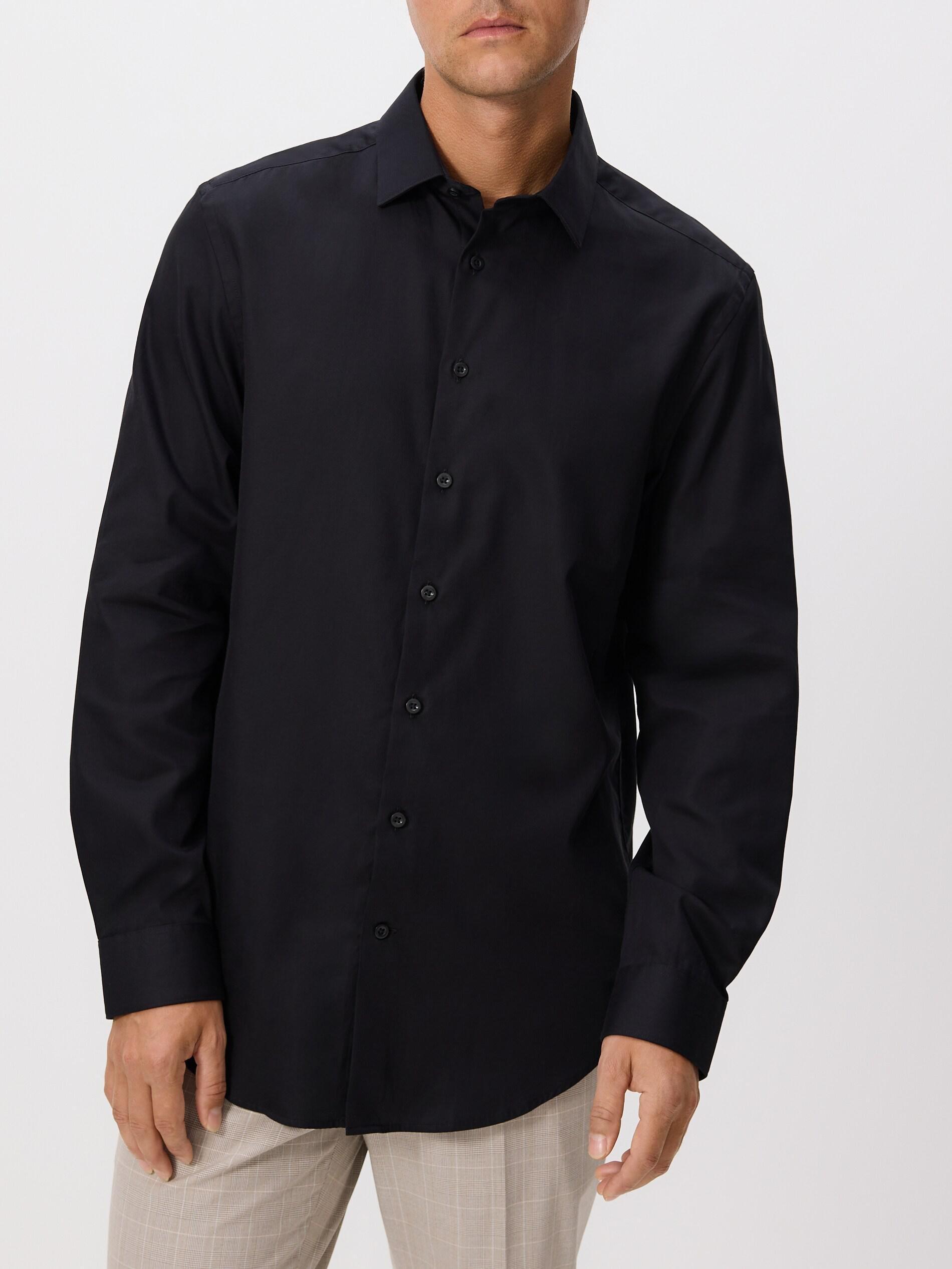 Black Regular Fit Cotton Shirt, Black, medium