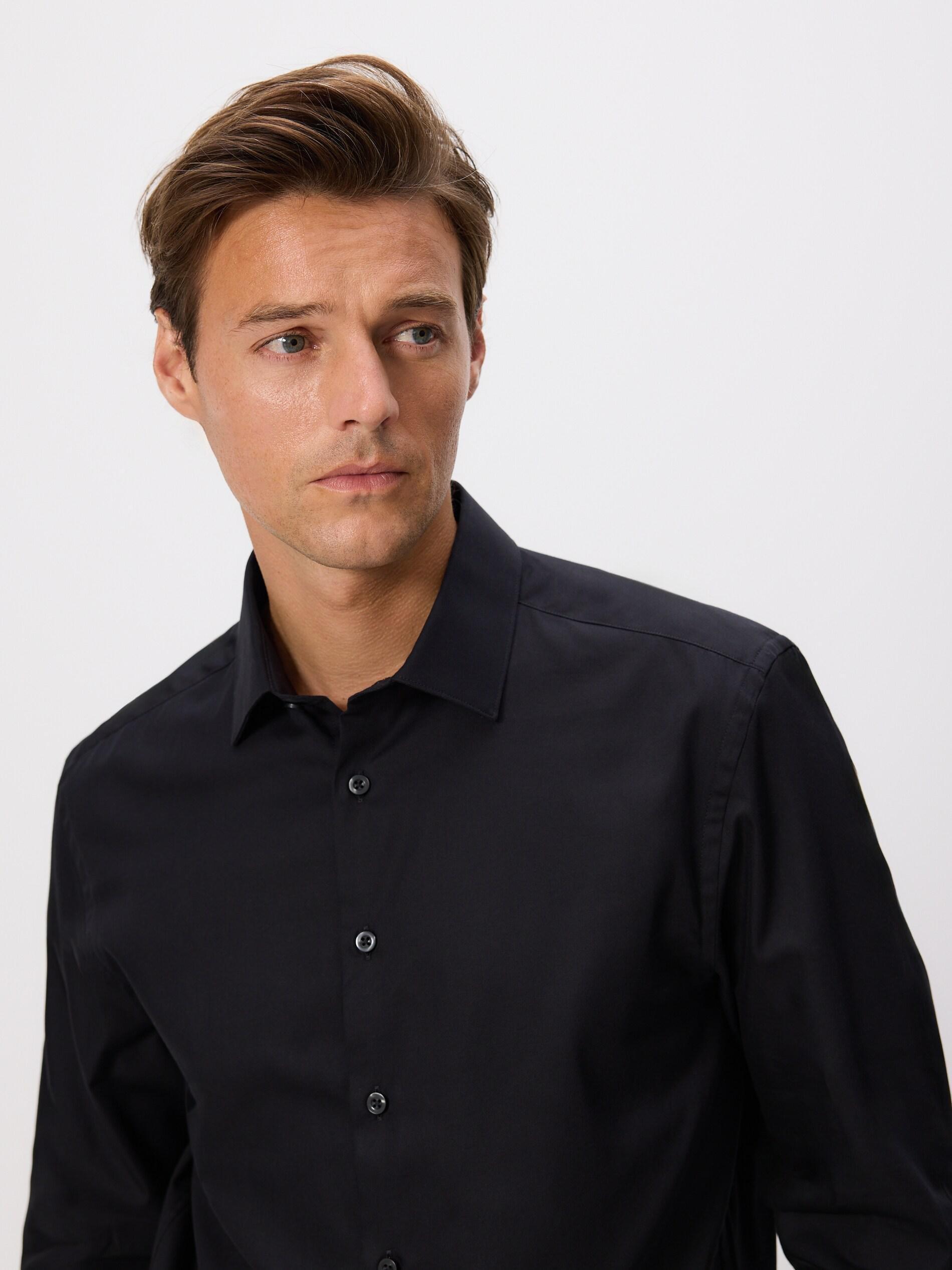 Black Regular Fit Cotton Shirt, Black, large image number 3