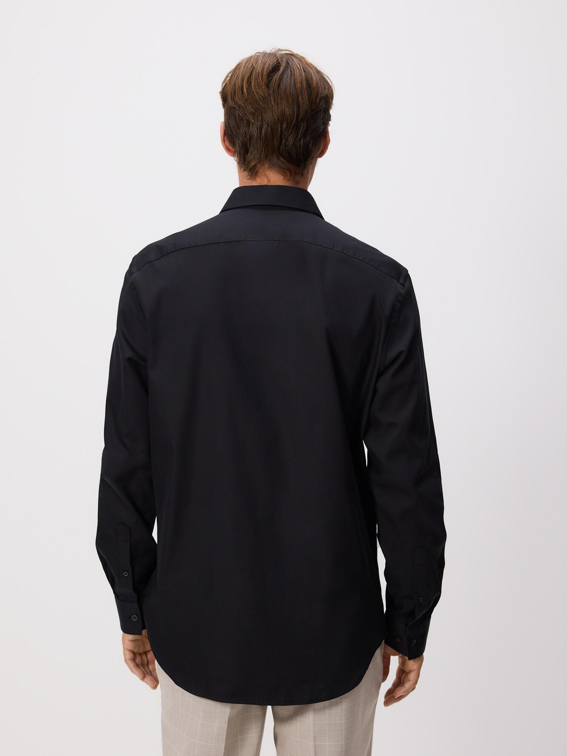 Black Regular Fit Cotton Shirt, Black, large image number 4