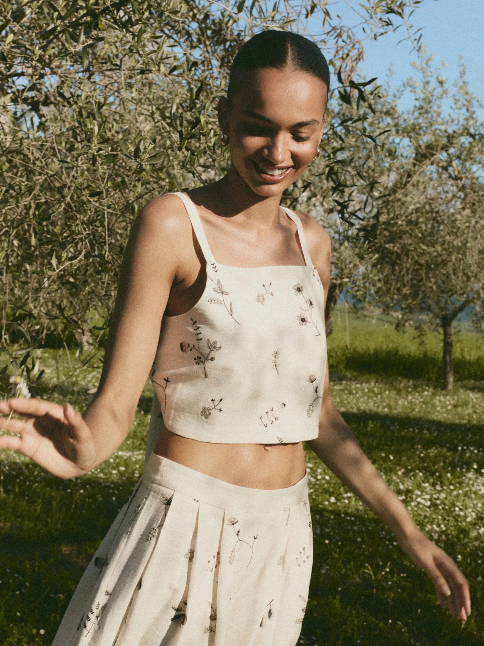 Beige Viscose And Linen Top, , large image number 1