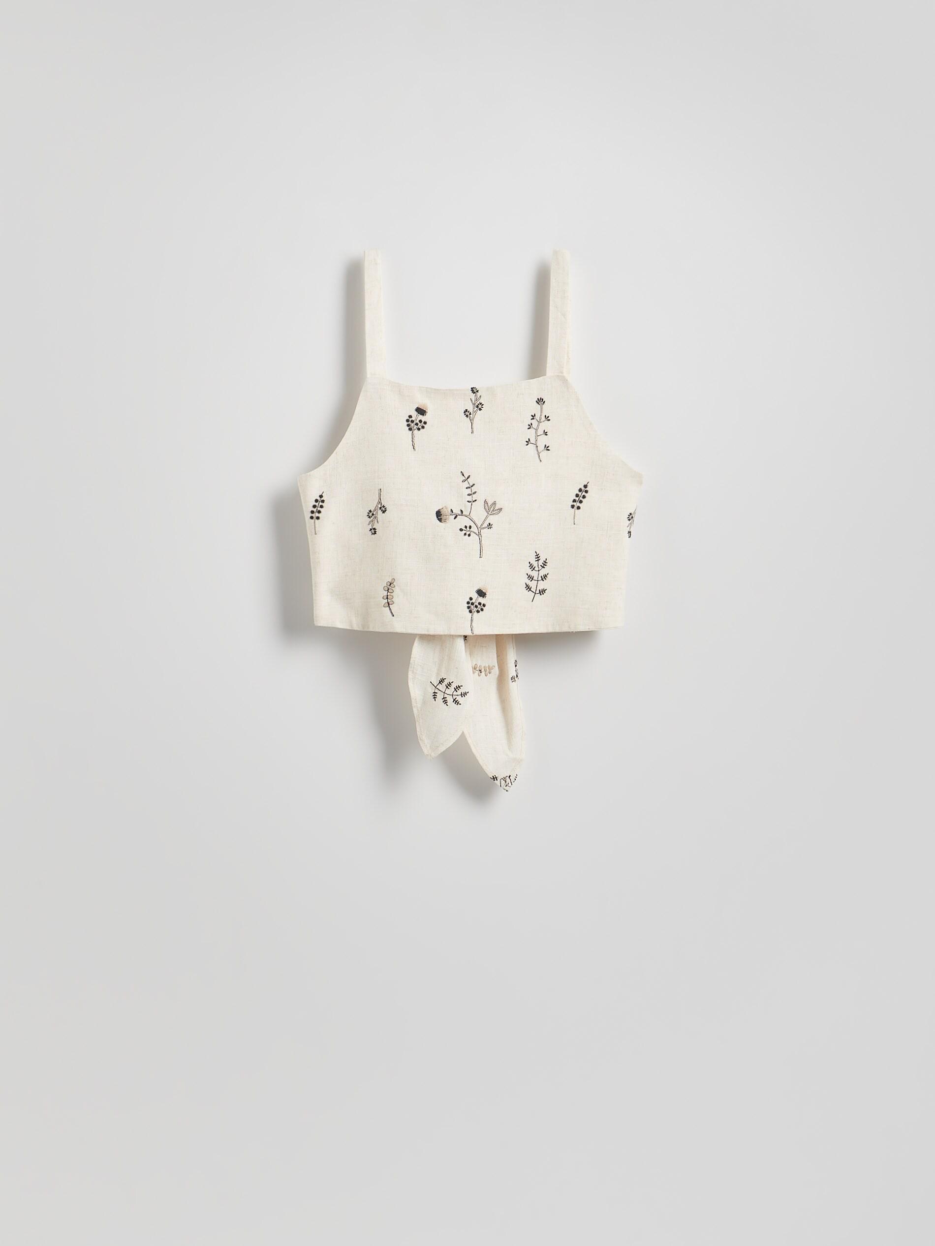 Beige Viscose And Linen Top, Beige, large image number 4