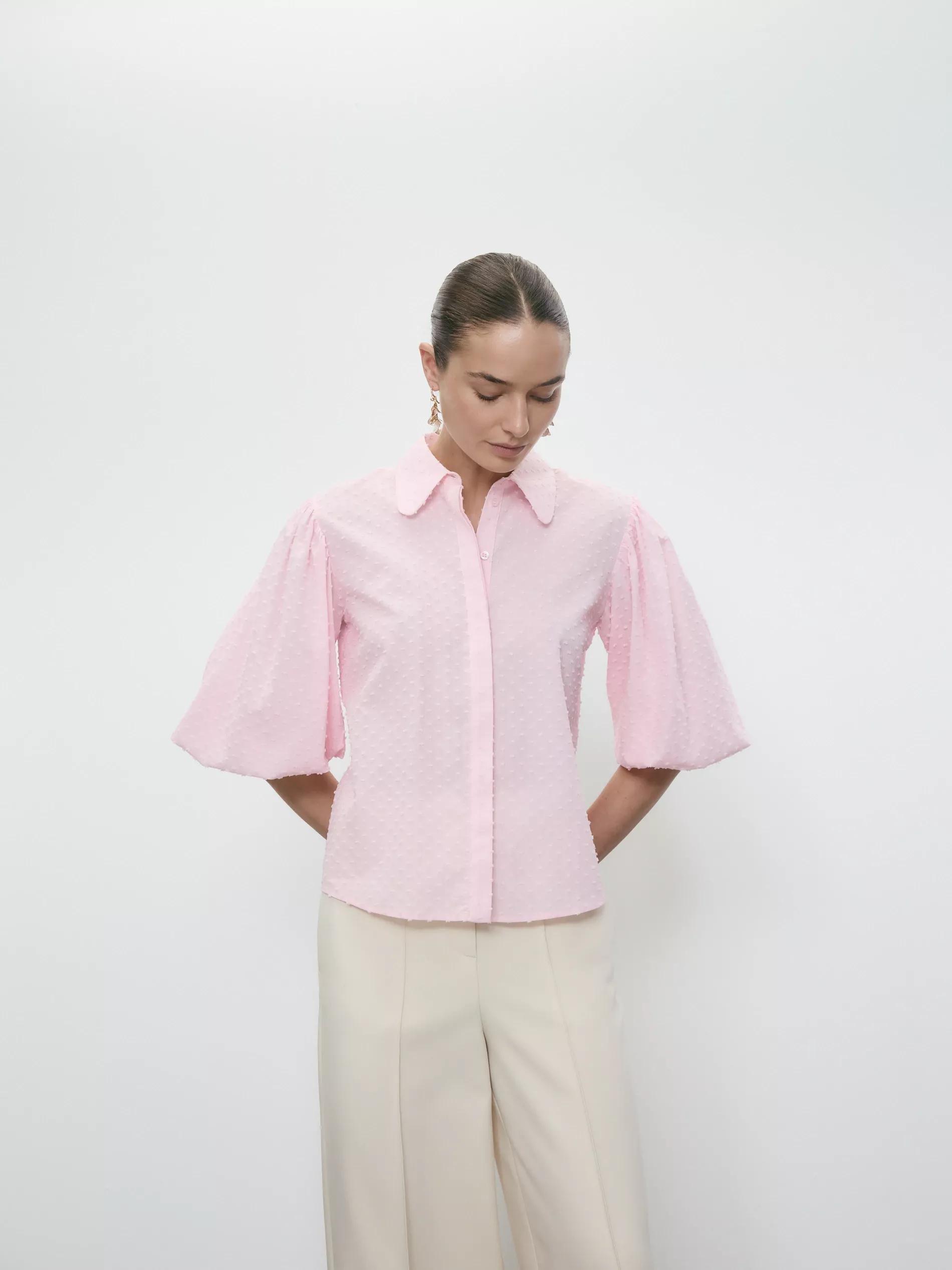 Pink Shirt With Puffy Sleeves, Pink, large image number 0