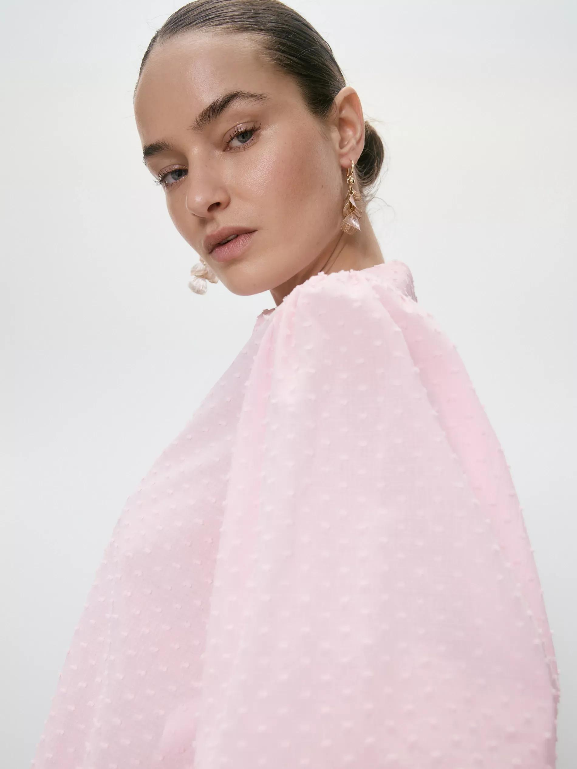 Pink Shirt With Puffy Sleeves, Pink, large image number 1