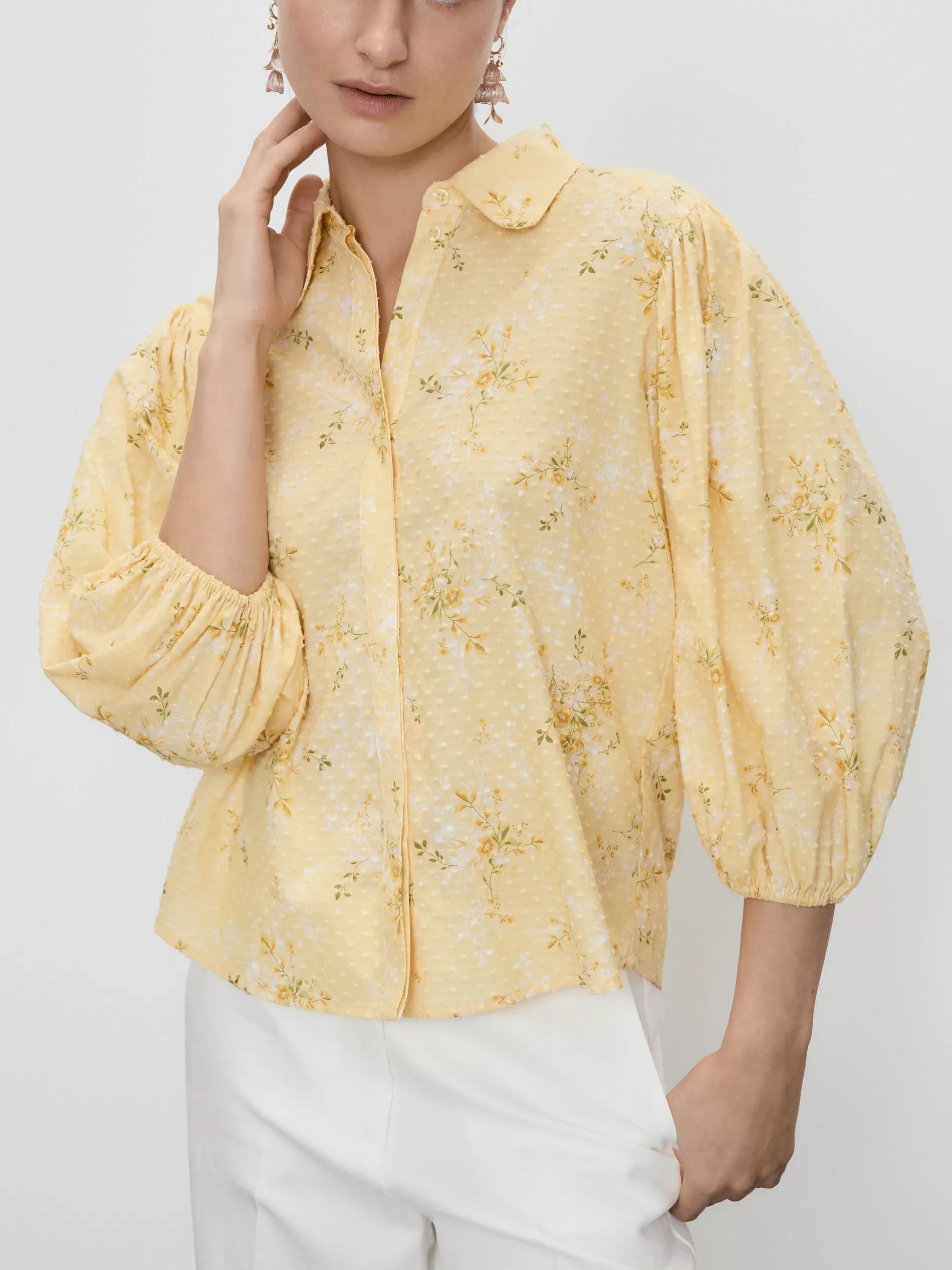 Yellow Shirt With Puffy Sleeves, , large image number 0