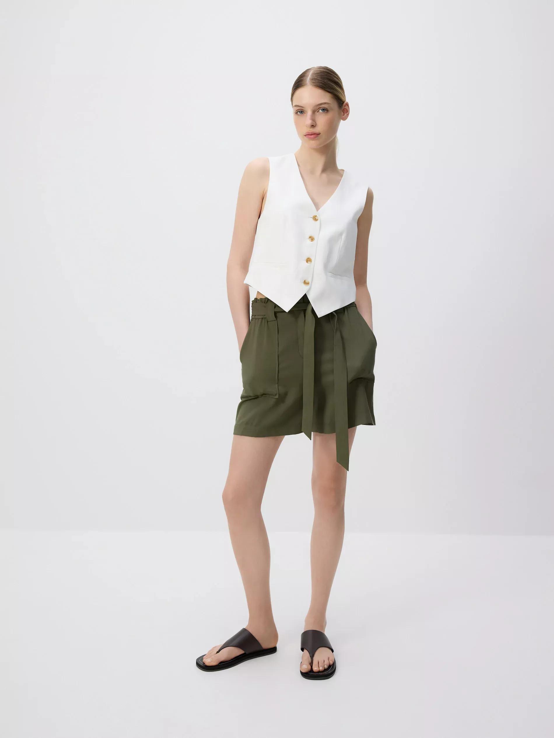 Green Shorts With Tie, Khaki, large image number 0