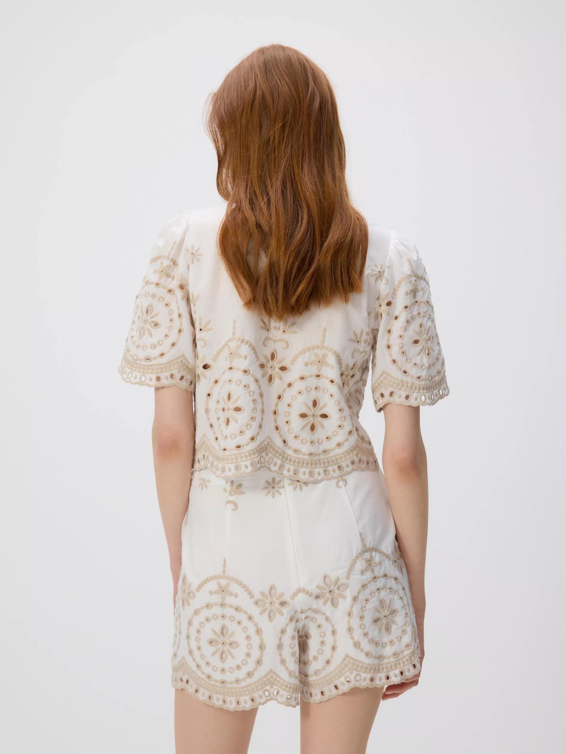 White Shorts With Broderie Anglaise Detailing, , large image number 2