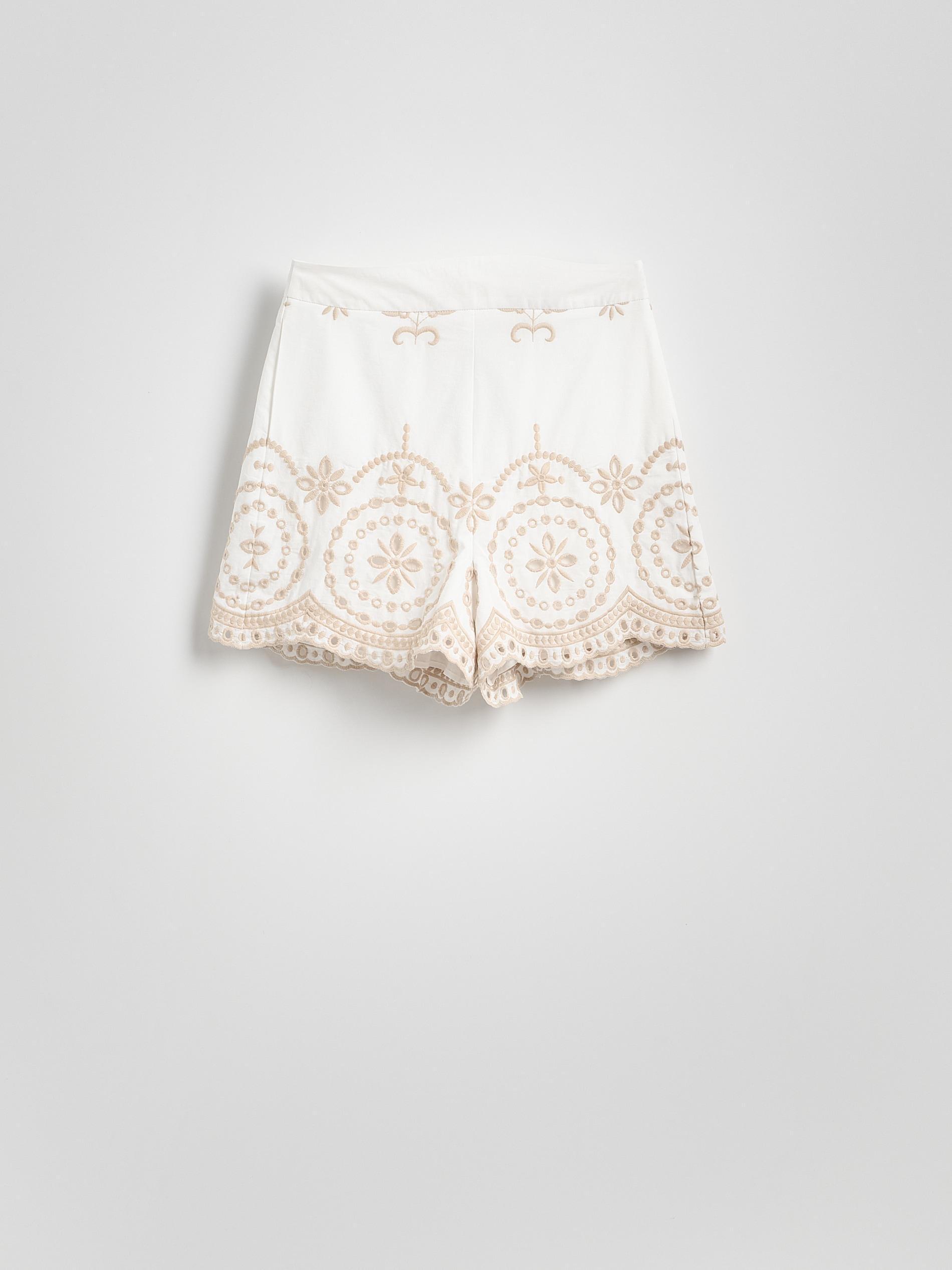 White Shorts With Broderie Anglaise Detailing, , large image number 3