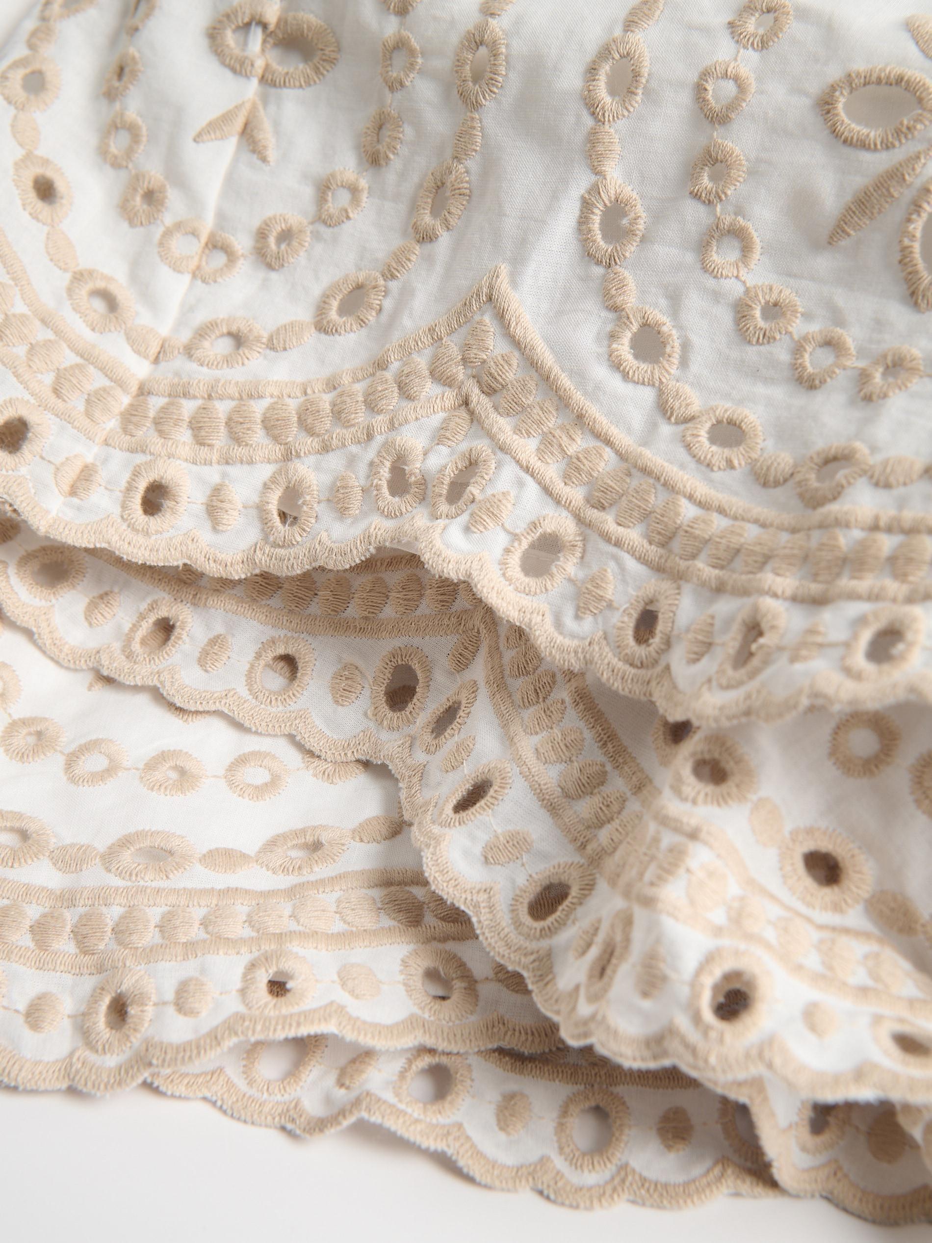 White Shorts With Broderie Anglaise Detailing, , large image number 4
