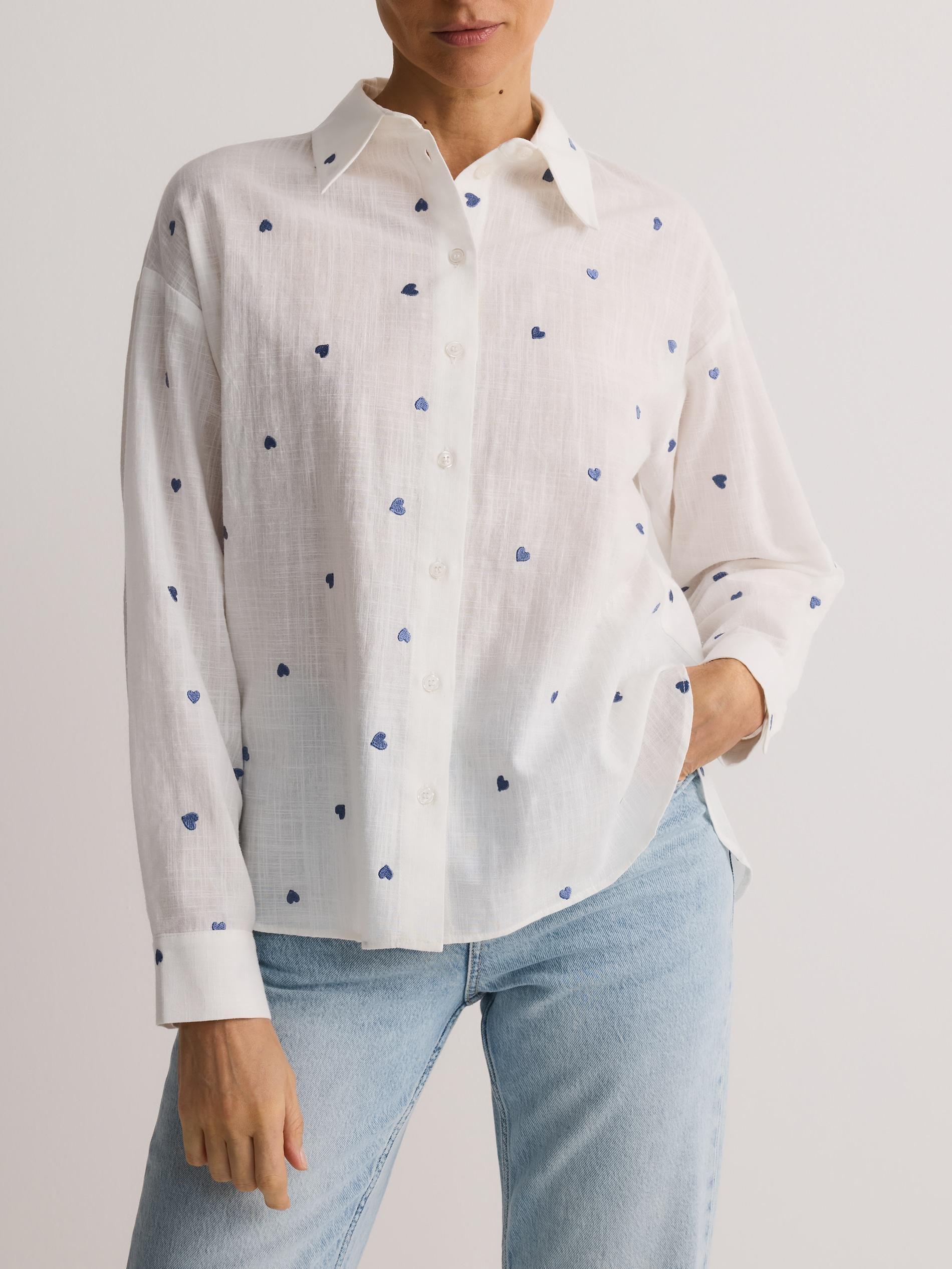 Blue Linen Blend Shirt, , medium