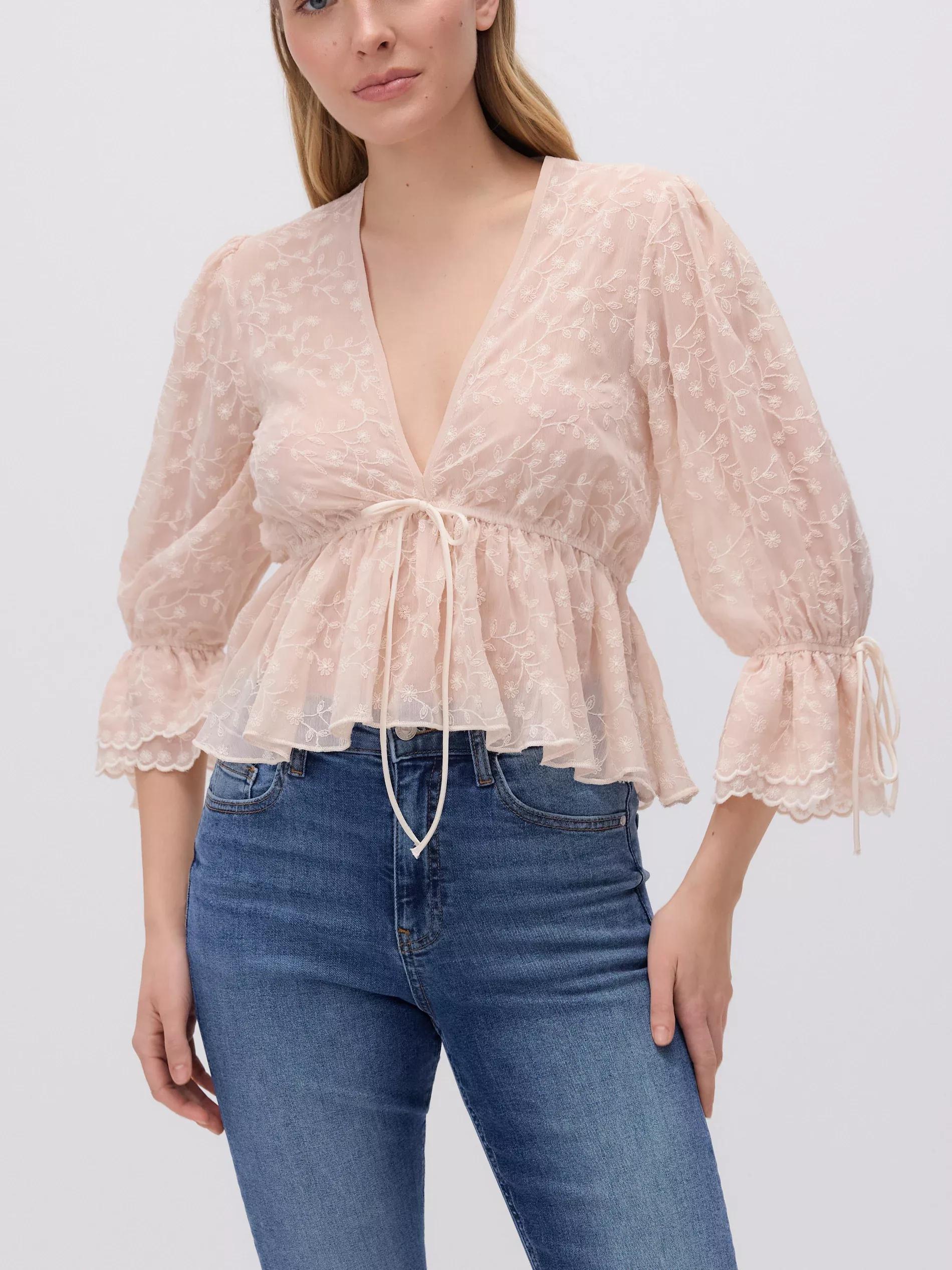 Pink Blouse With Decorative Embroidery, Pink, large image number 3