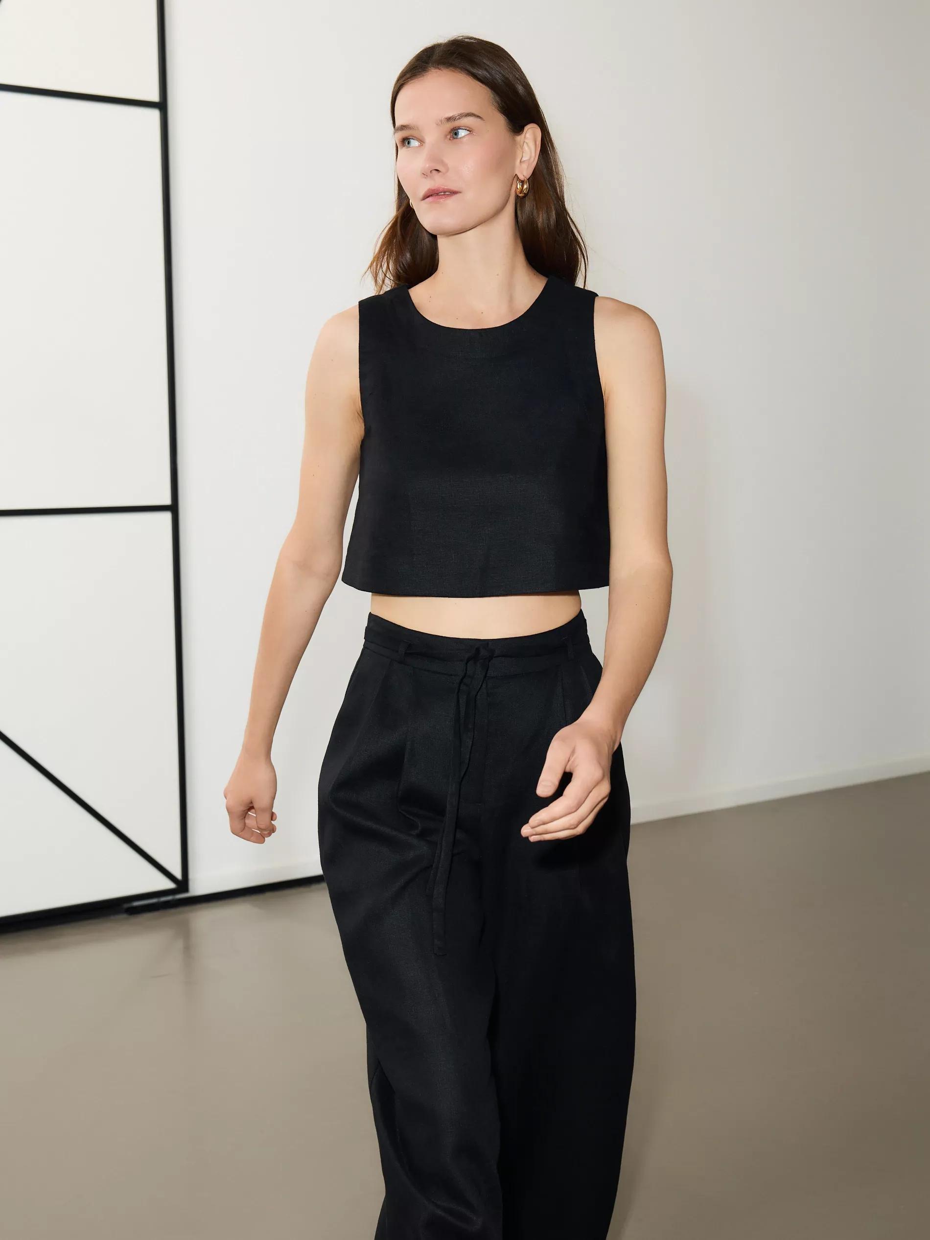 Black Linen Top, , large image number 5