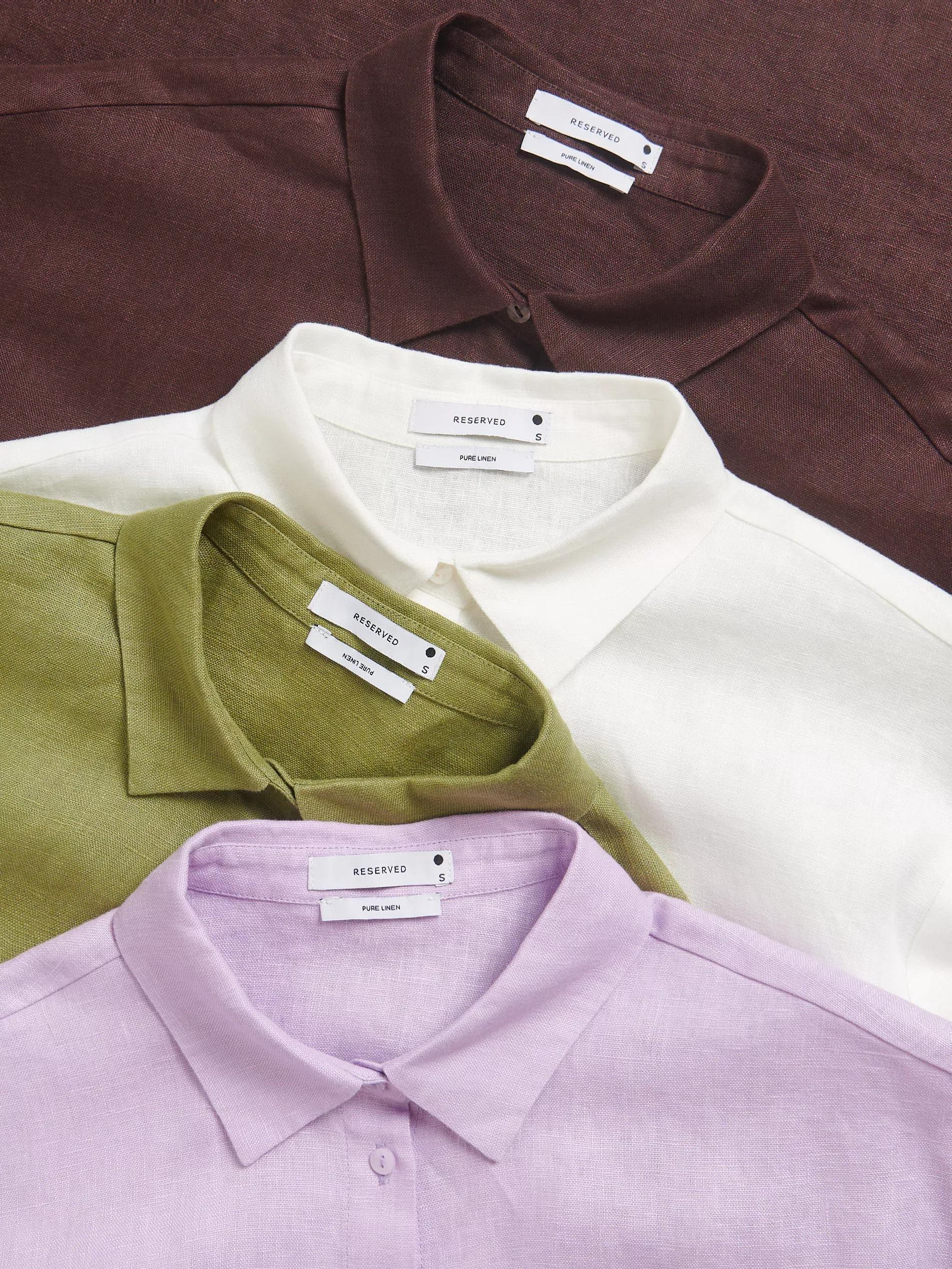 Brown Linen Short-Sleeved Shirt, Brown, large image number 5