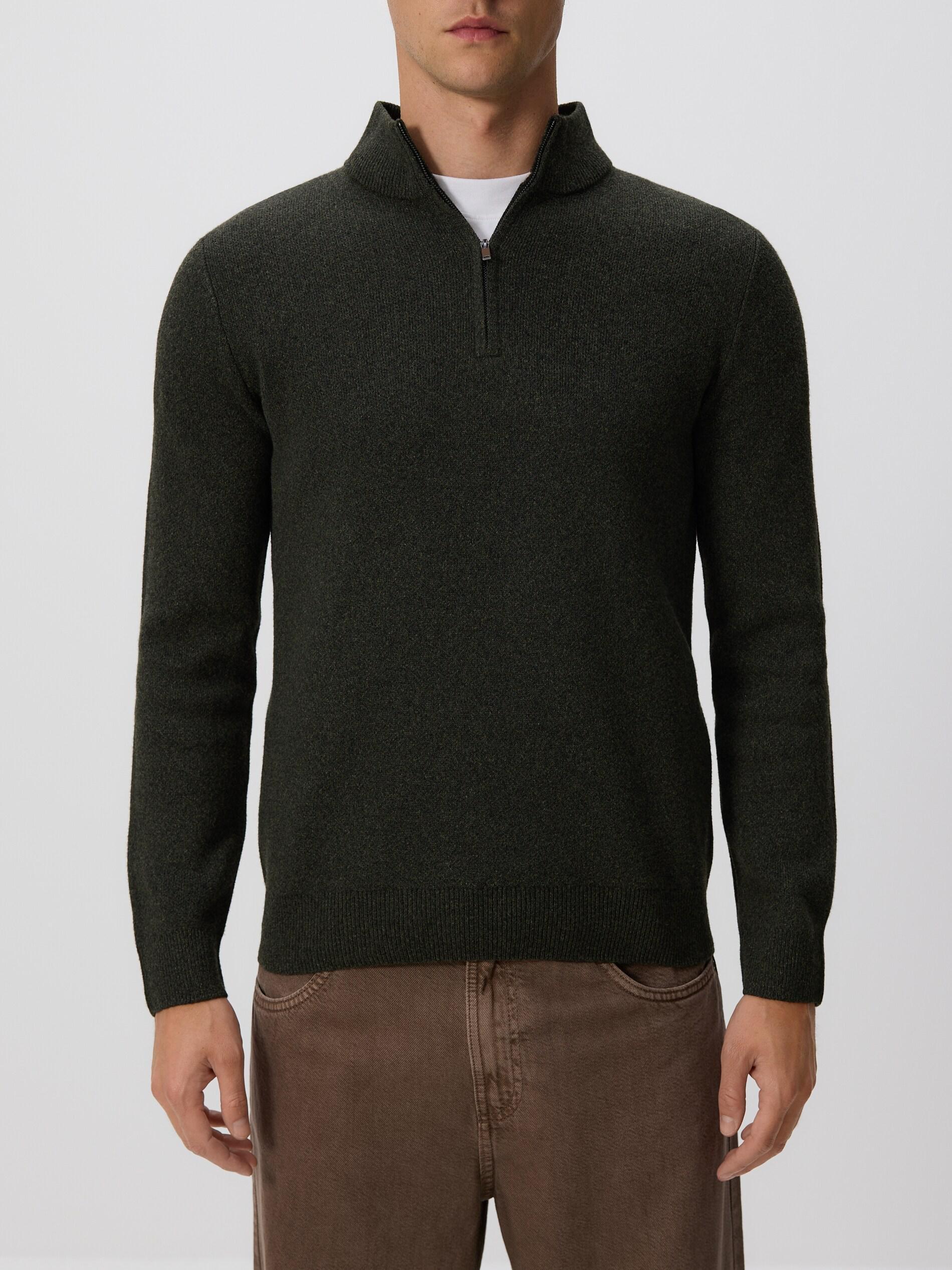 Brown Zipped Turtle-Neck Sweater, 7401_78M, large image number 2