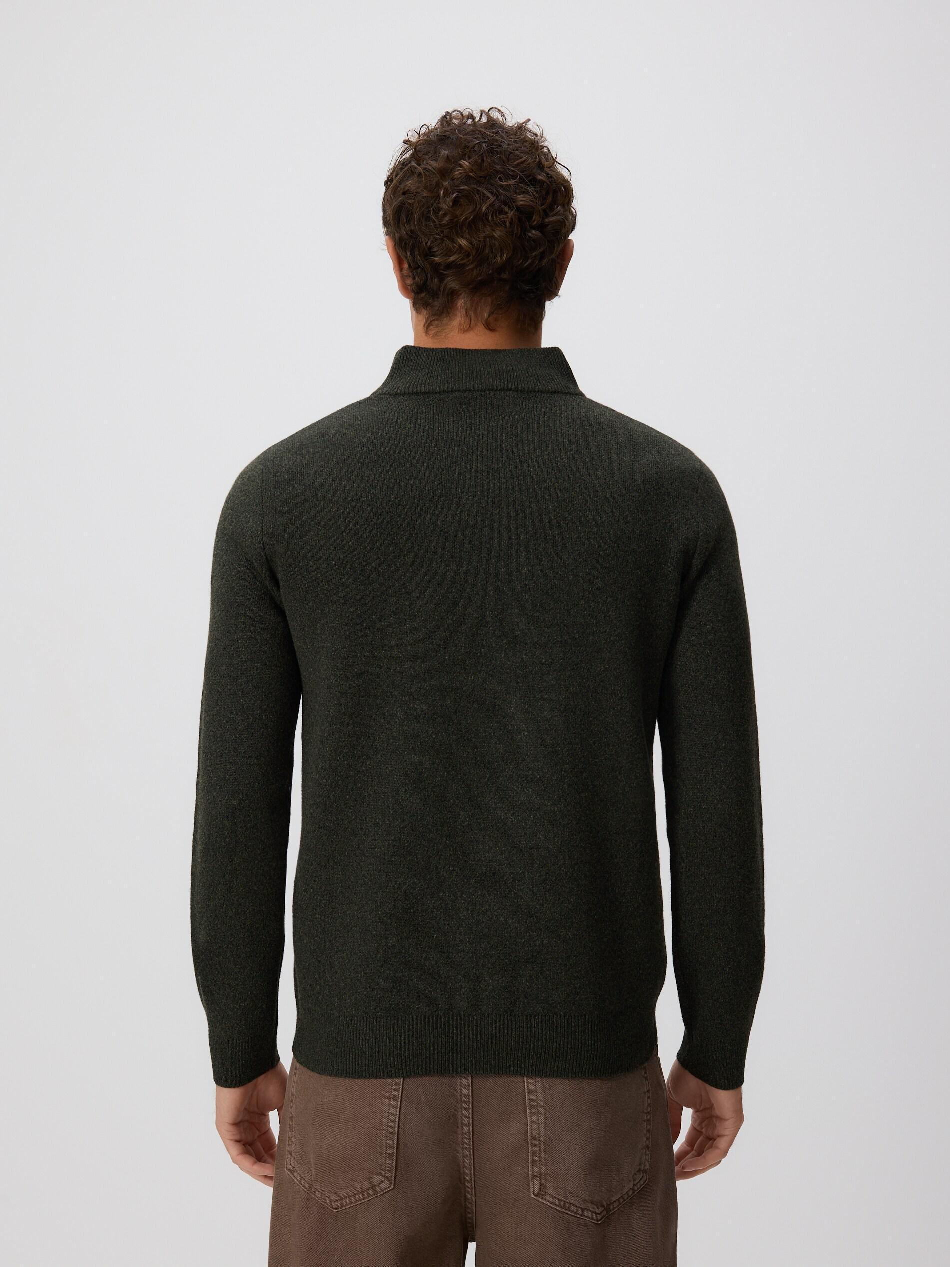 Brown Zipped Turtle-Neck Sweater, 7401_78M, large image number 3