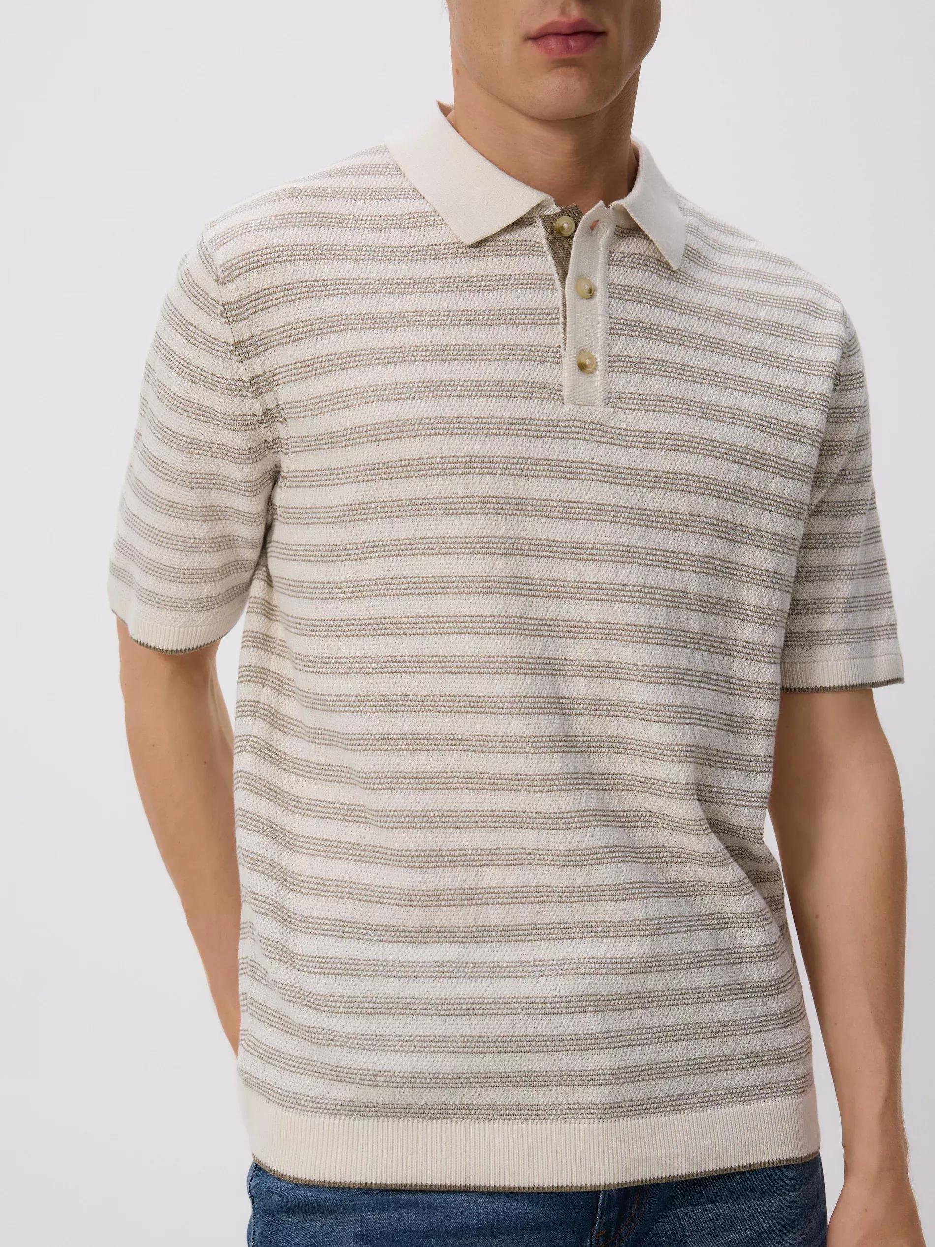 BEIGE Stripe polo jumper, Beige, medium